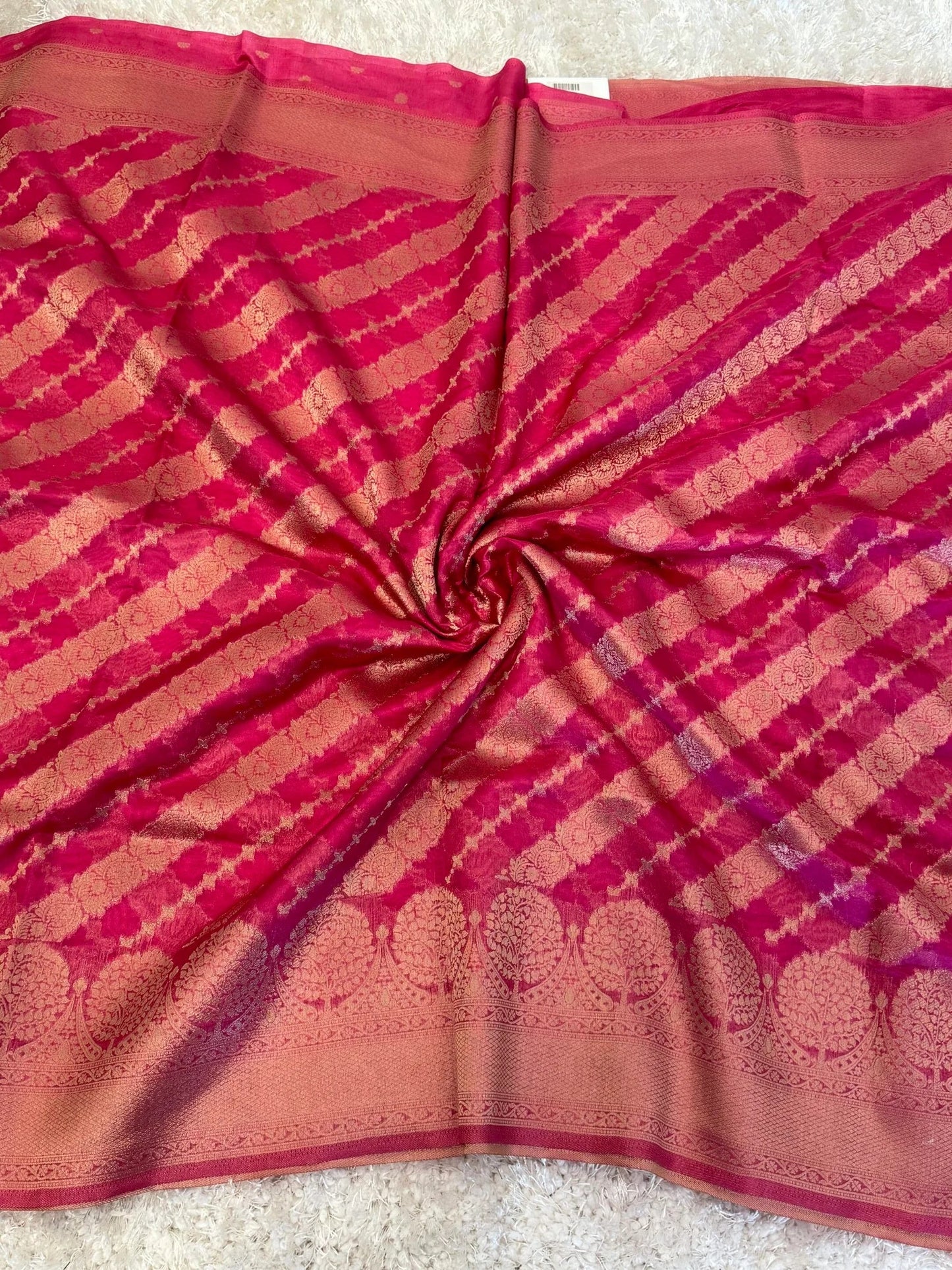Pure Organza Silk Saree – PINK