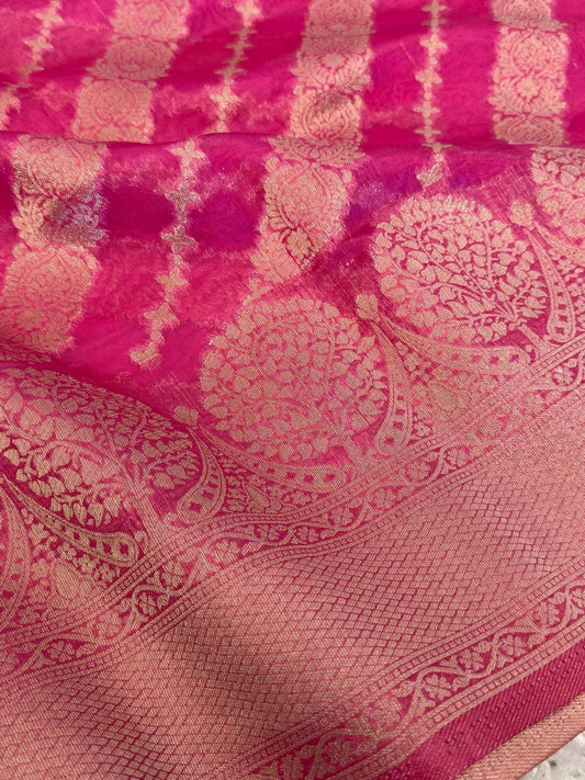 Pure Organza Silk Saree – PINK