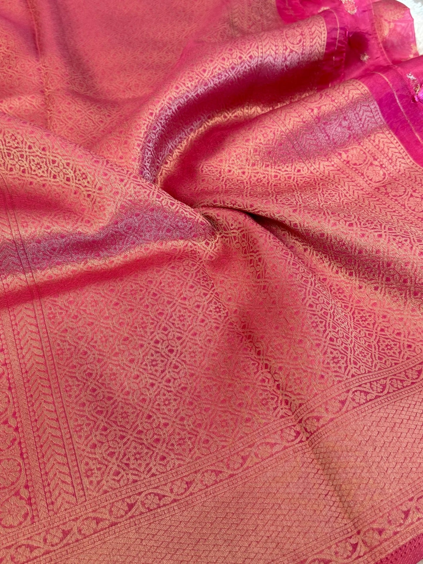 Pure Organza Silk Saree – PINK