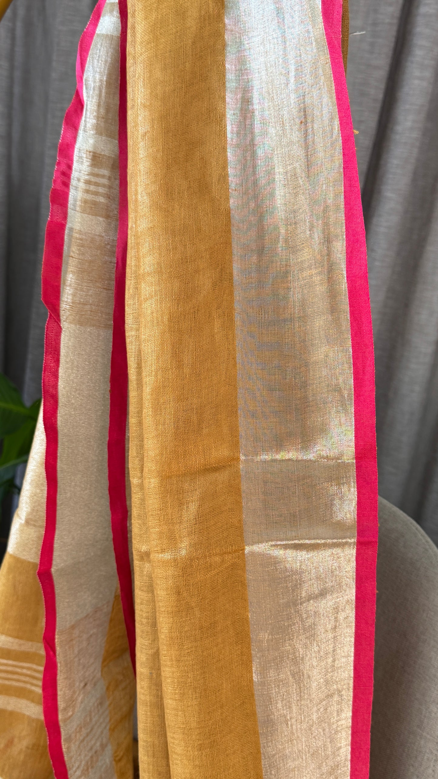 Pure Linen Saree - Gold/Mustard