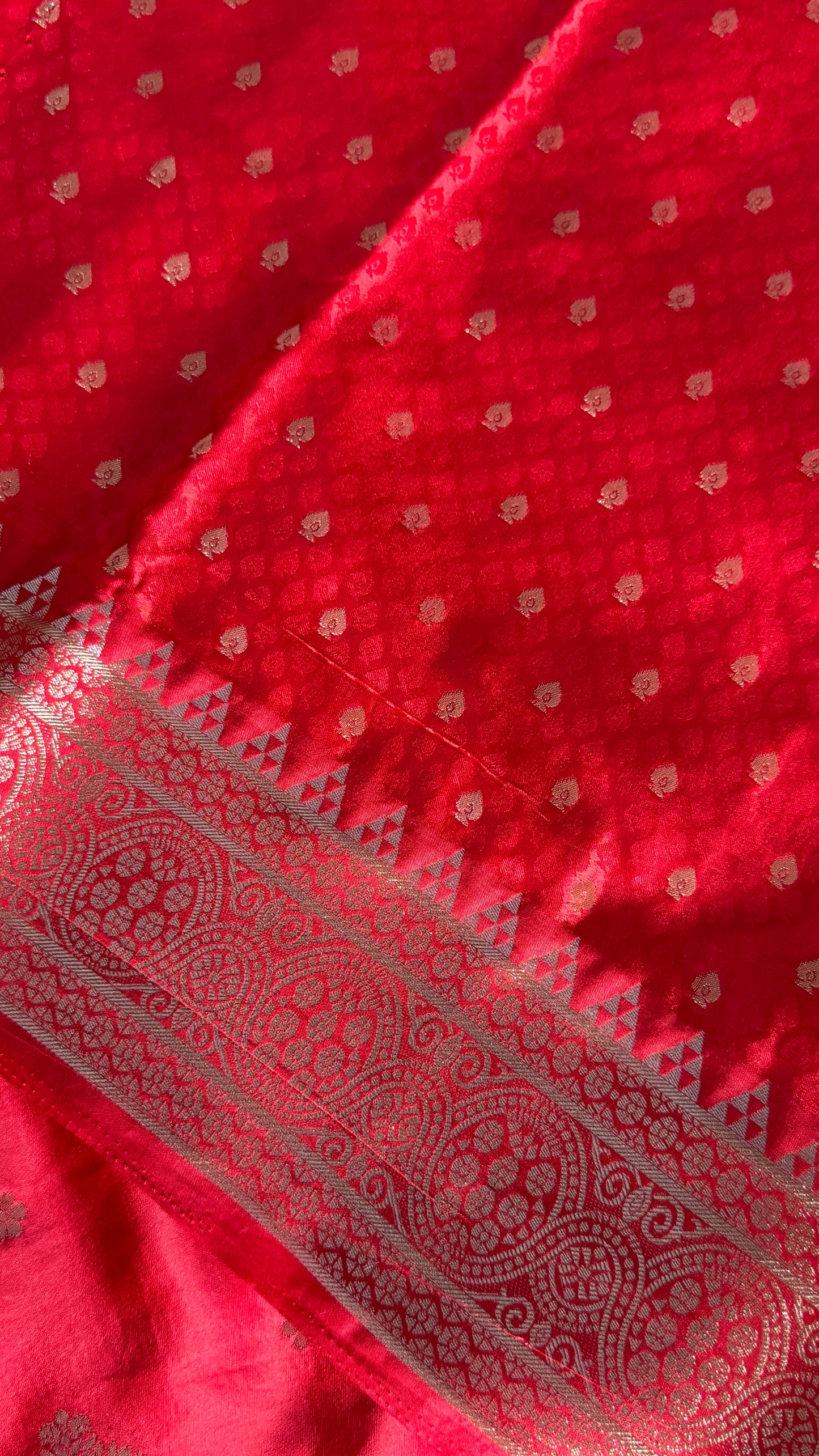 Satin Silk Banarasi Sarees - Bright Red
