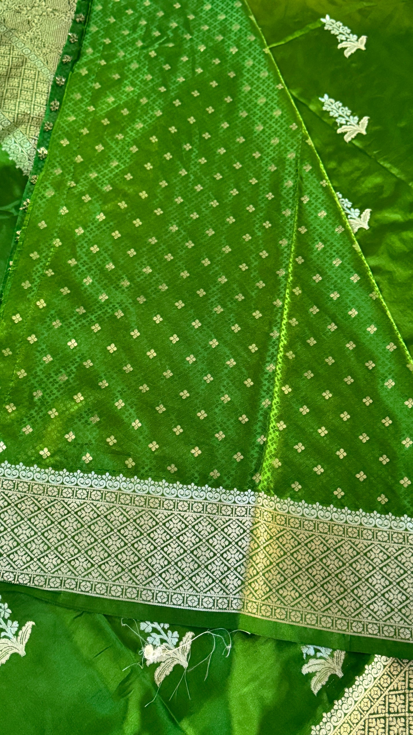 Satin Silk Banarasi Sarees - Olive Green