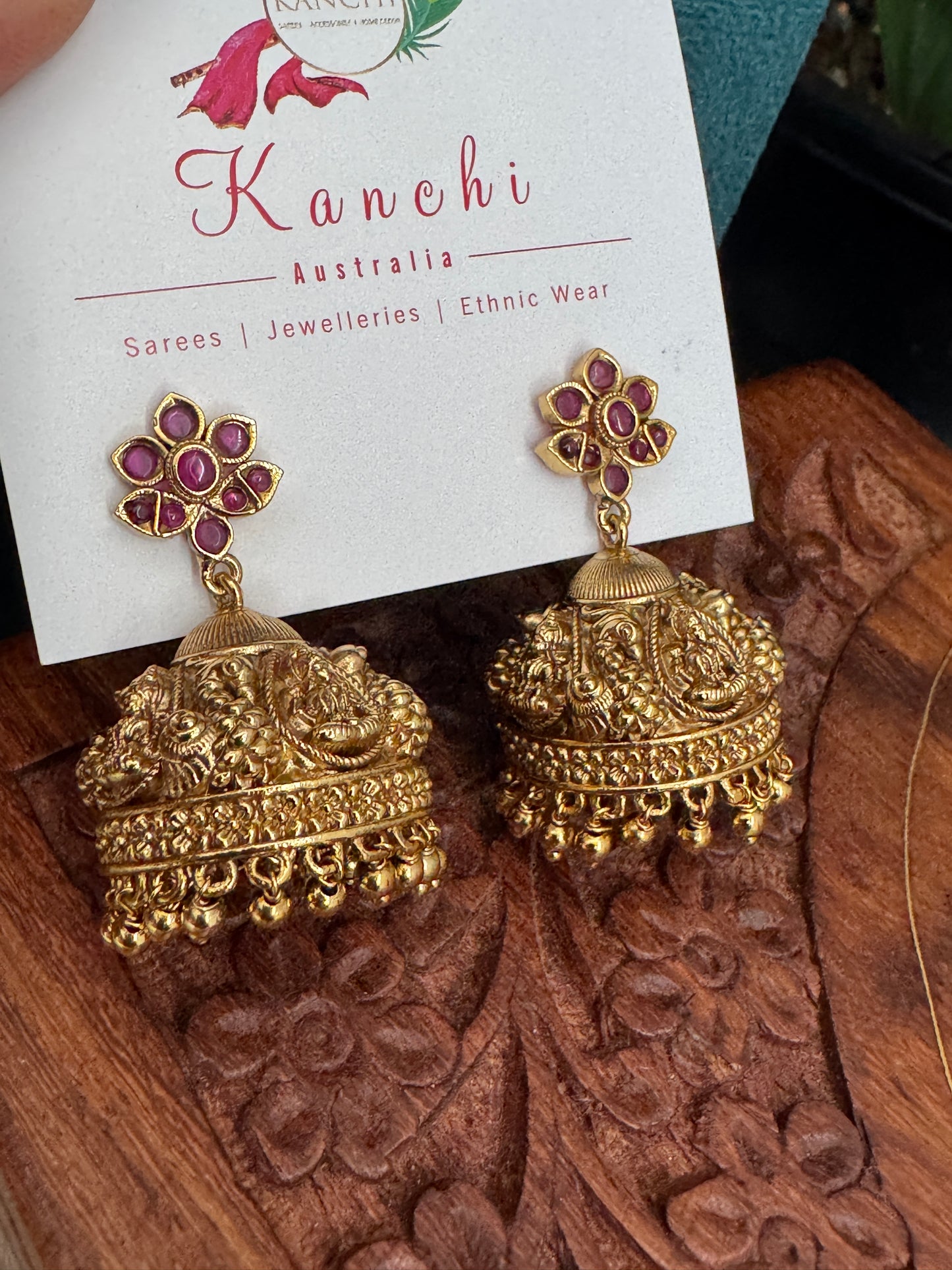 Lakshmi Gold Ruby Studded Jhumka