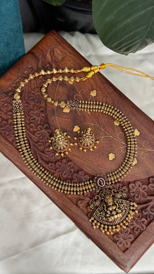 Unique Long Lakshmi Temple Haar Jewellery Set