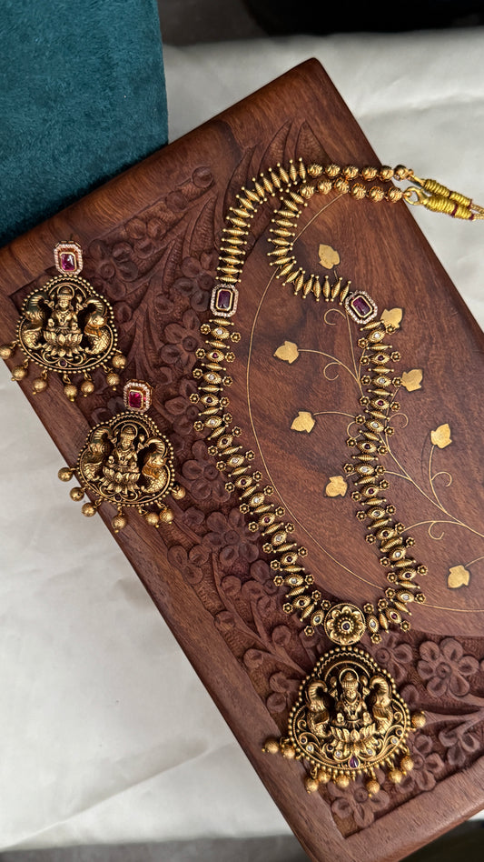 Unique Long Lakshmi Temple Haar Jewellery Set