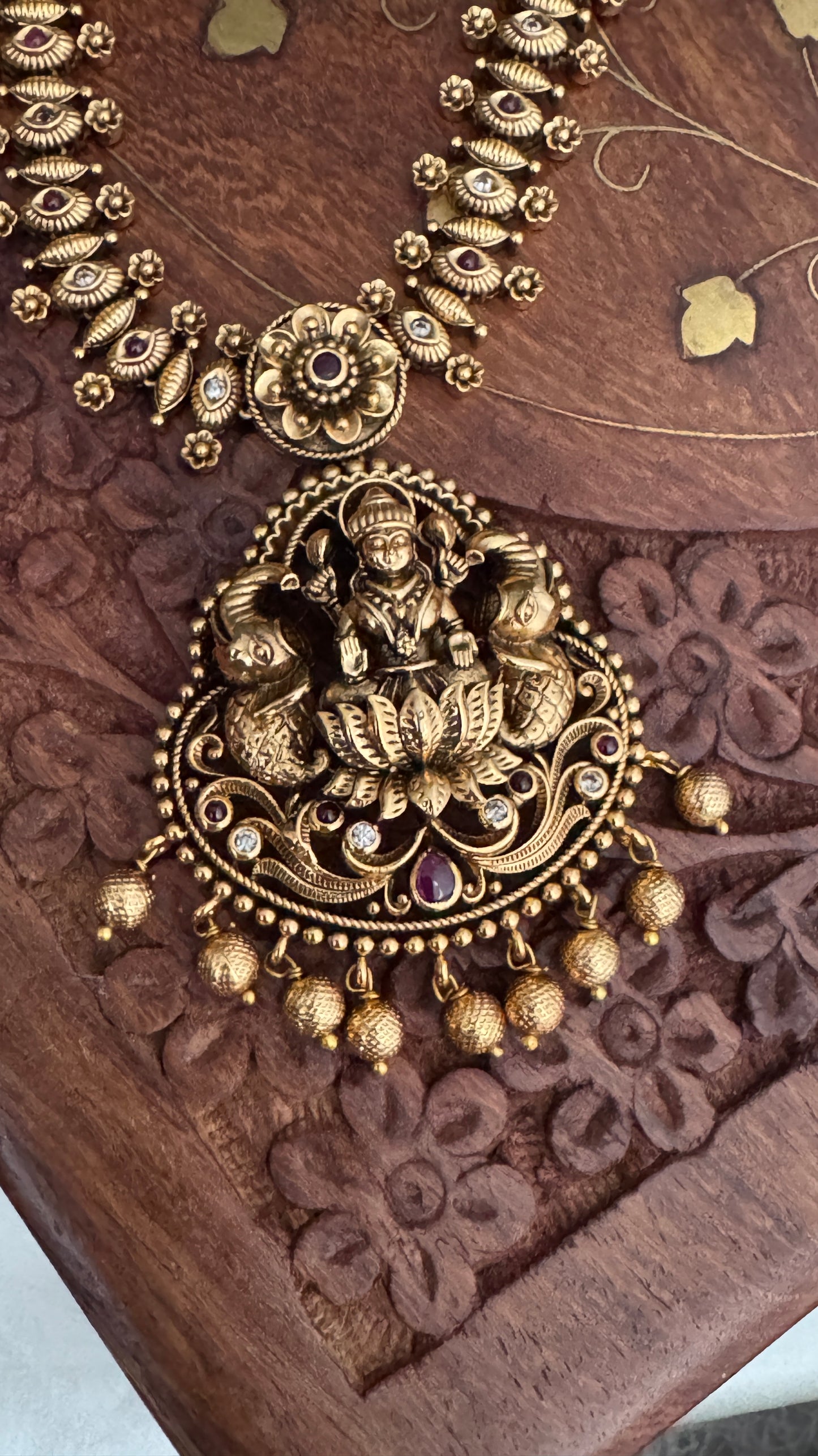 Unique Long Lakshmi Temple Haar Jewellery Set