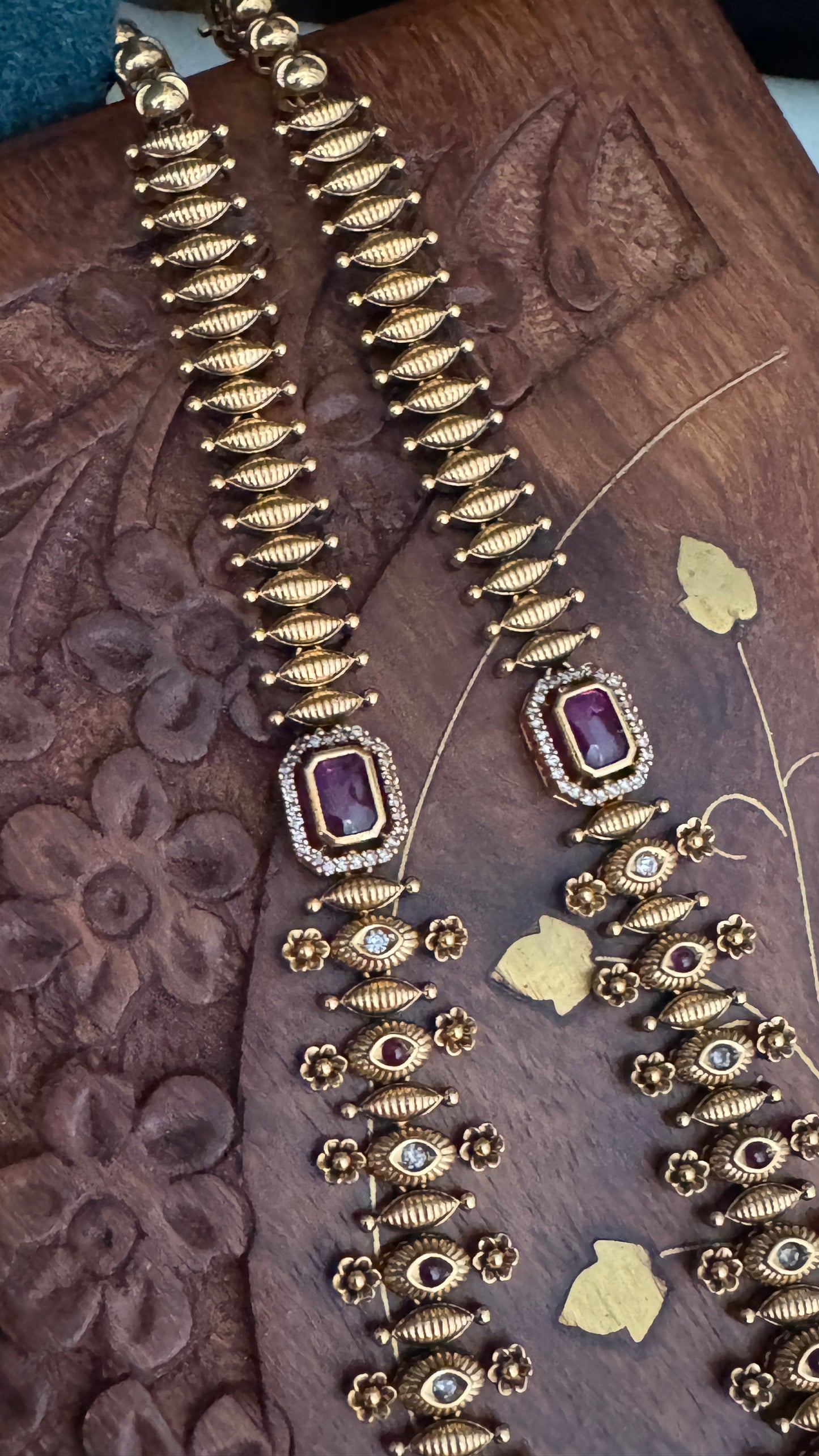 Unique Long Lakshmi Temple Haar Jewellery Set