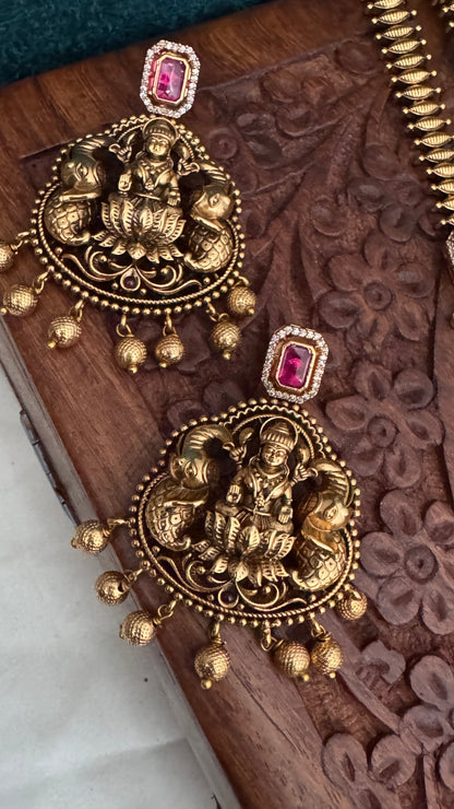 Unique Long Lakshmi Temple Haar Jewellery Set