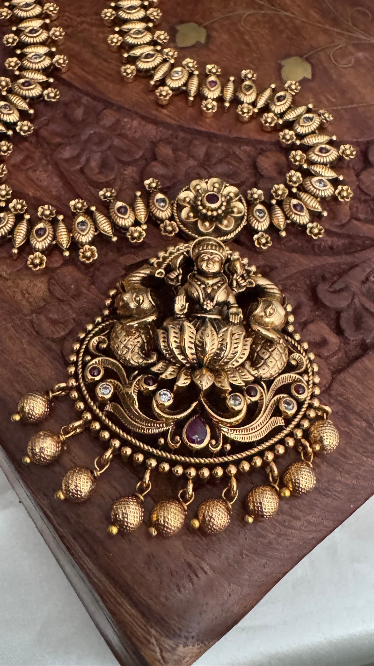 Unique Long Lakshmi Temple Haar Jewellery Set