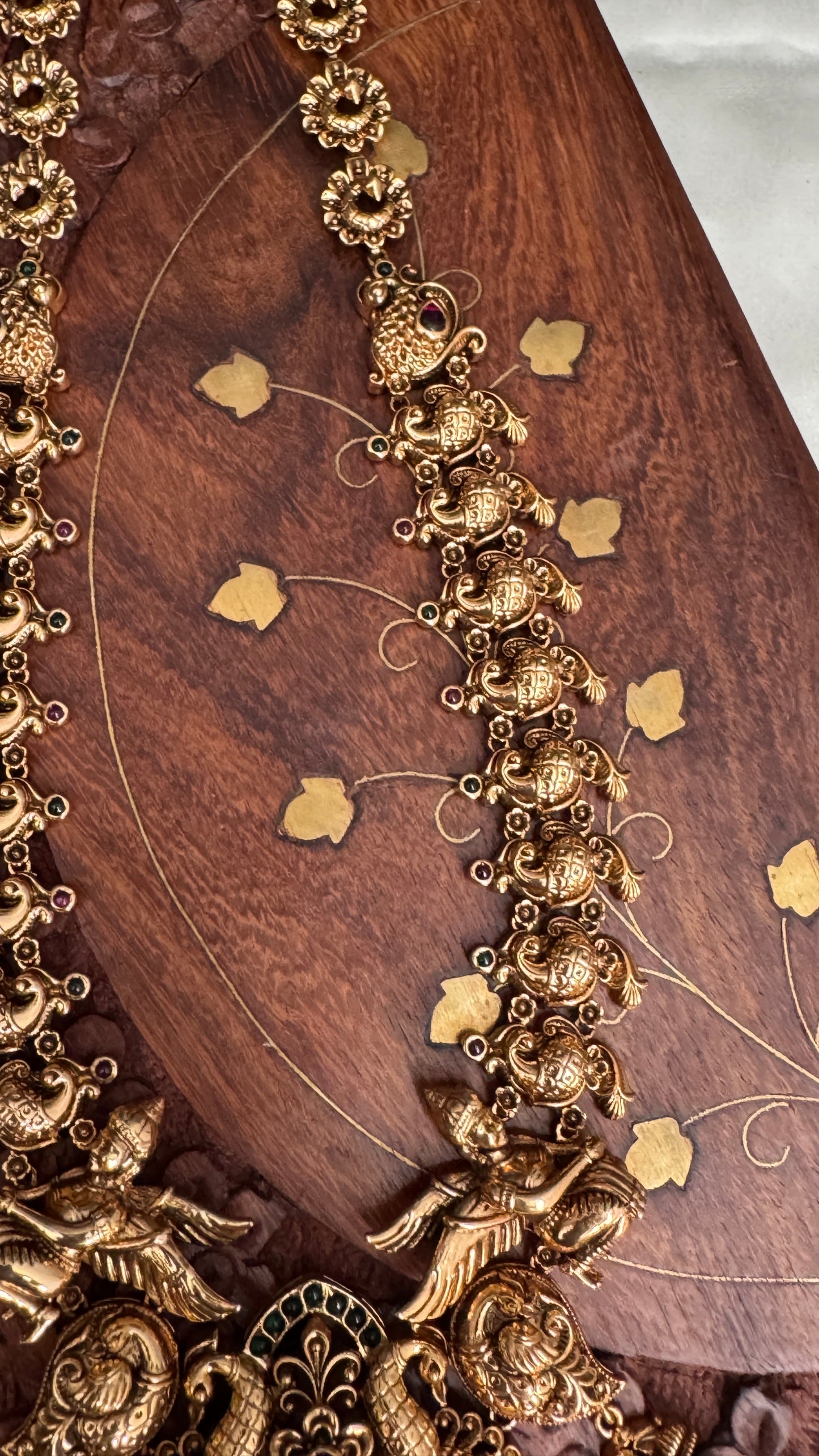 Unique Long Lakshmi and Peacock Temple Haar Jewellery Set