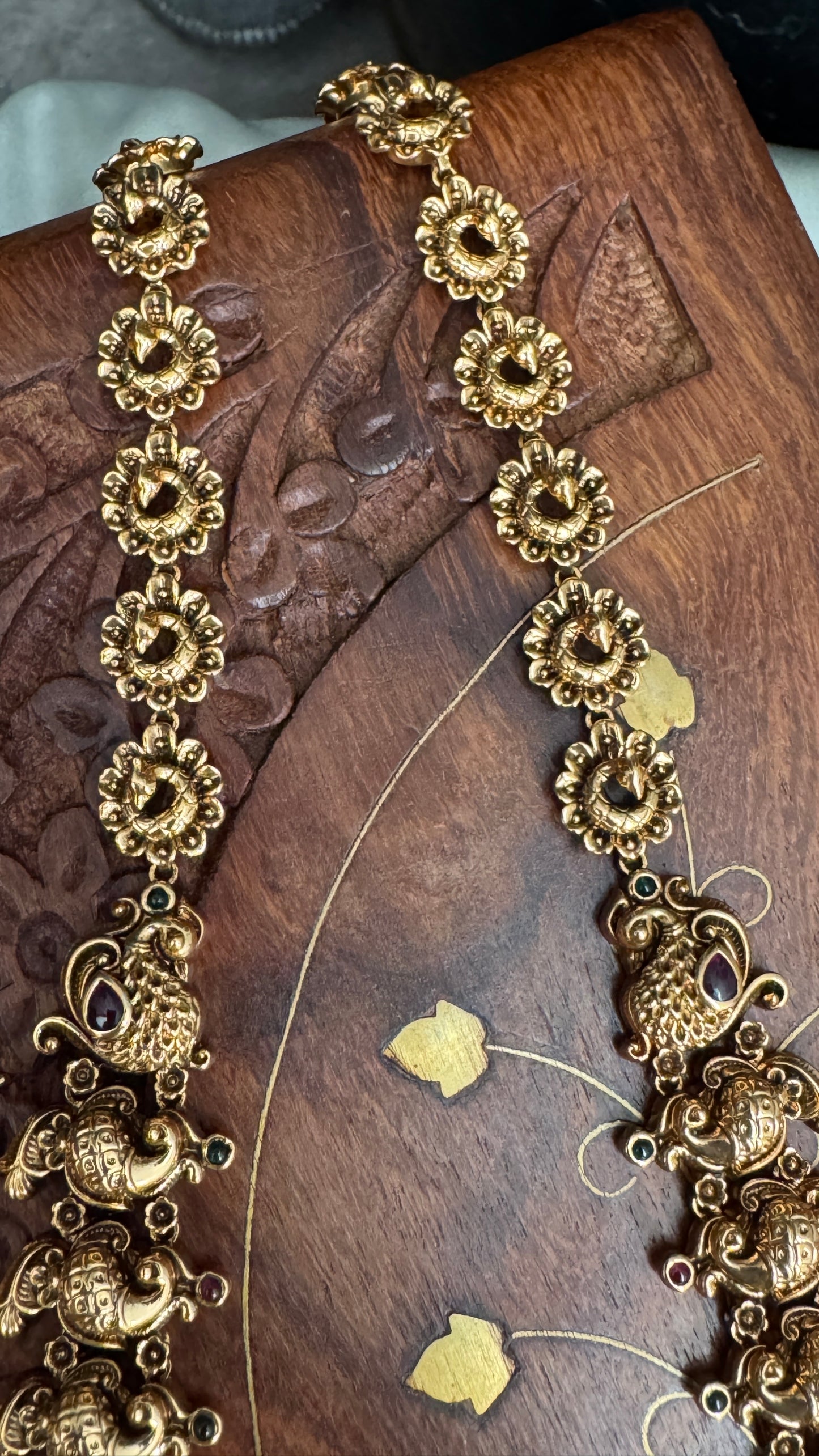 Unique Long Lakshmi and Peacock Temple Haar Jewellery Set