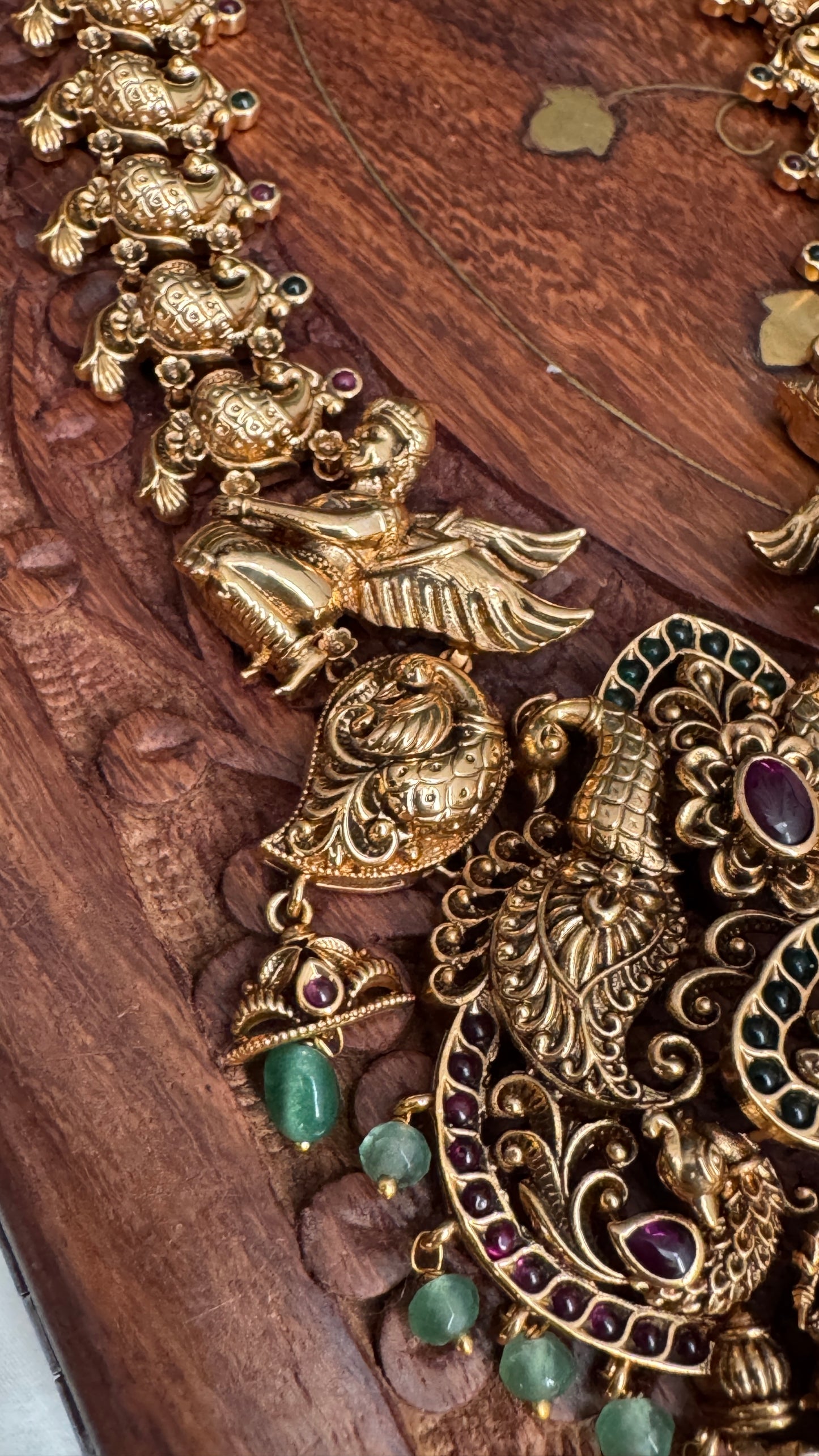 Unique Long Lakshmi and Peacock Temple Haar Jewellery Set