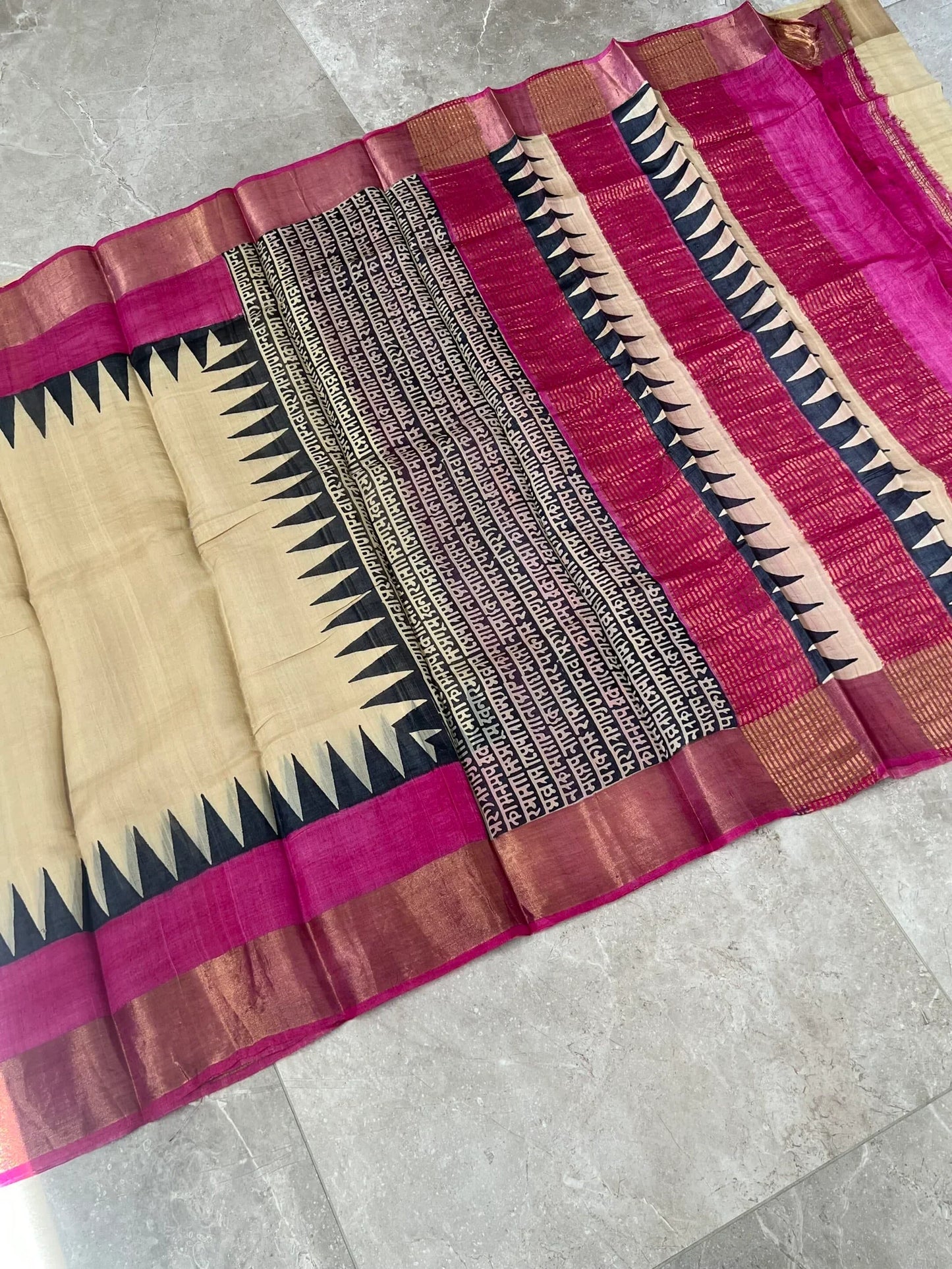 Pure Tussar silk saree – Temple border