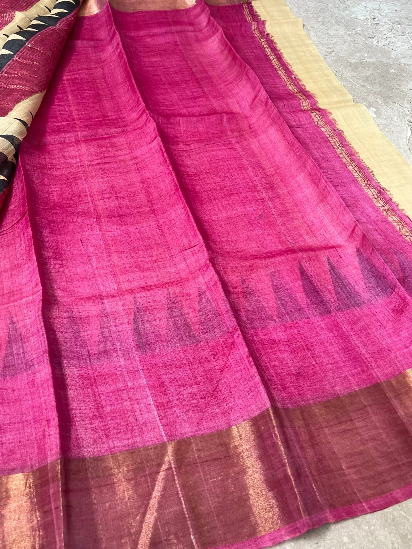 Pure Tussar silk saree – Temple border