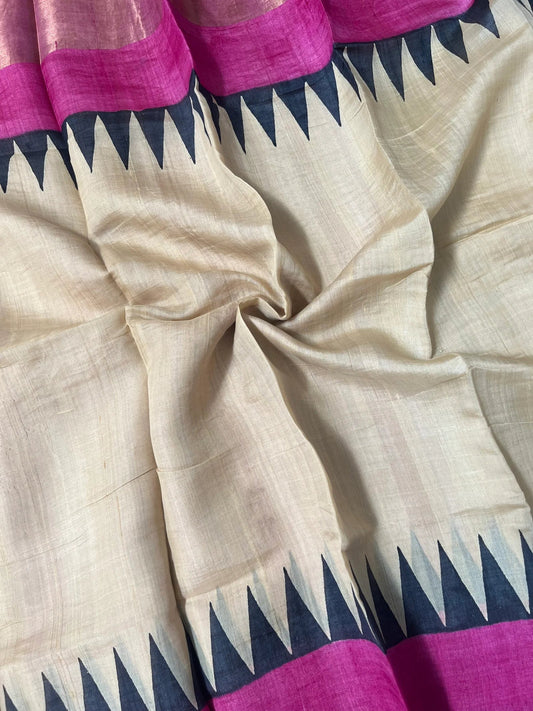 Pure Tussar silk saree – Temple border