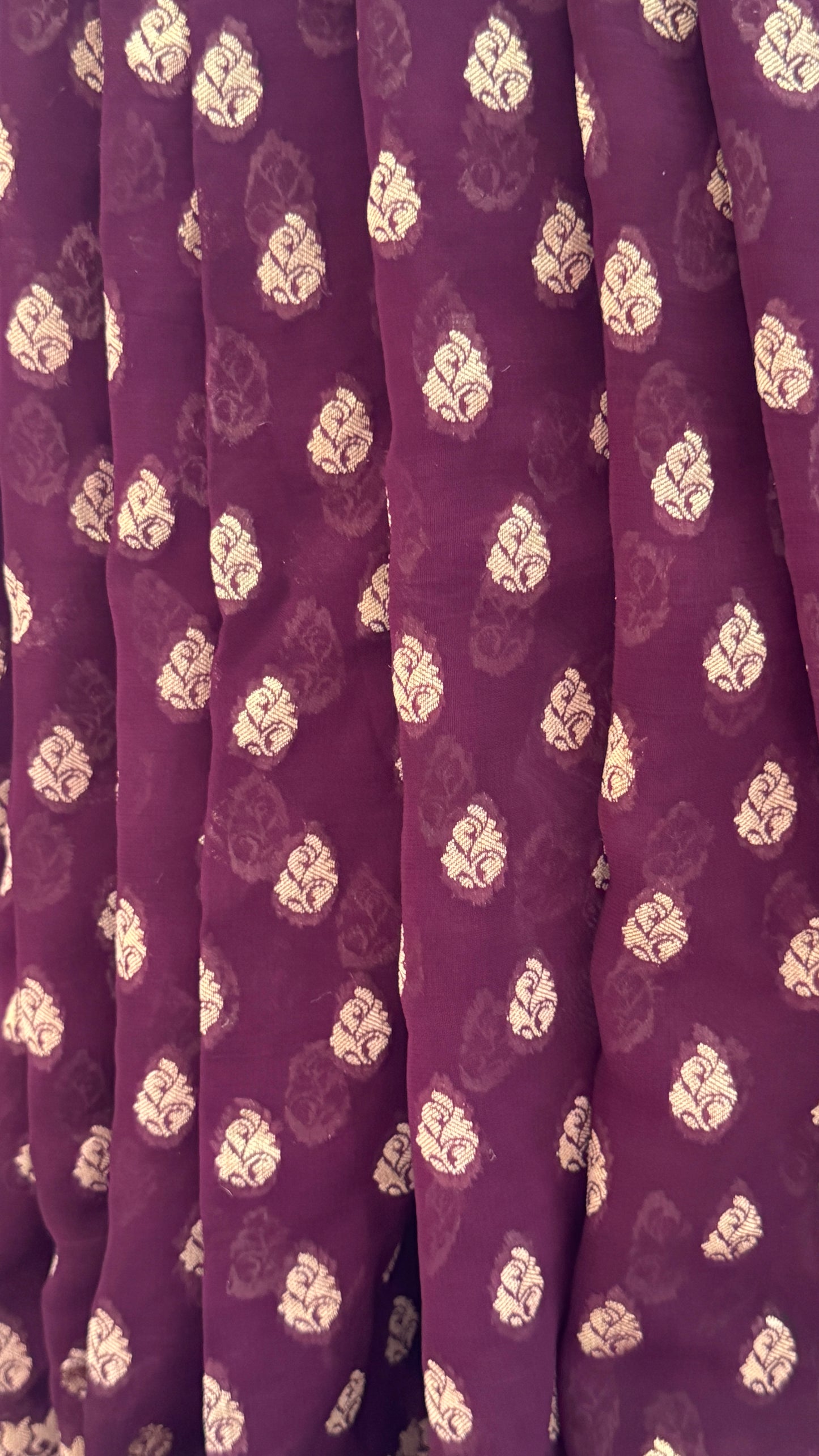 Pure Crushed Georgette Banarasi Saree – Maroon