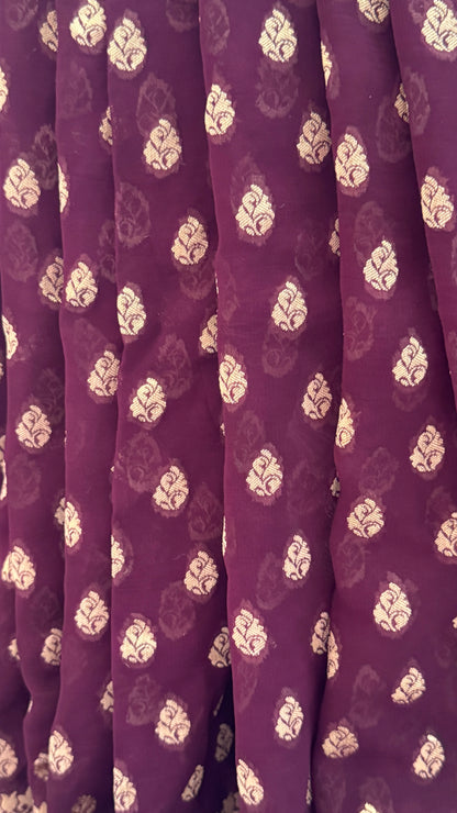 Pure Crushed Georgette Banarasi Saree – Maroon