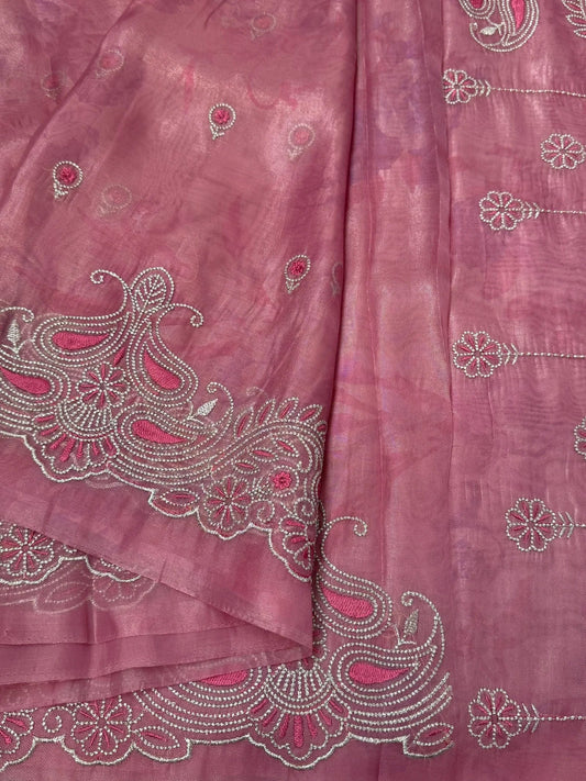 Party Wear Shimmery Jute Silk saree – Embroidered