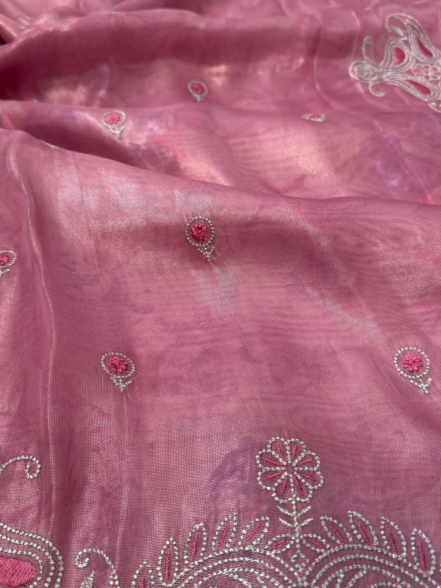 Party Wear Shimmery Jute Silk saree – Embroidered