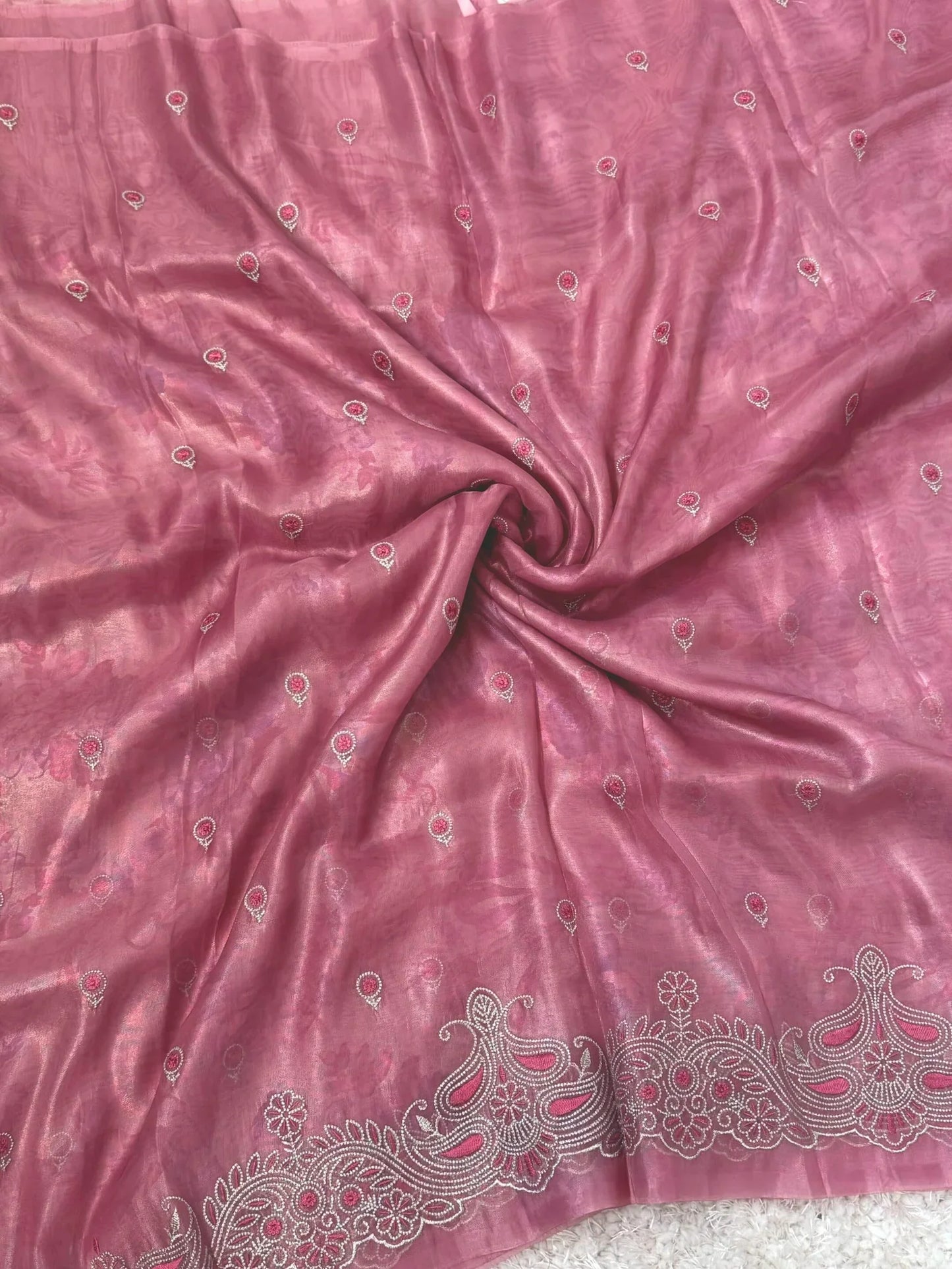 Party Wear Shimmery Jute Silk saree – Embroidered