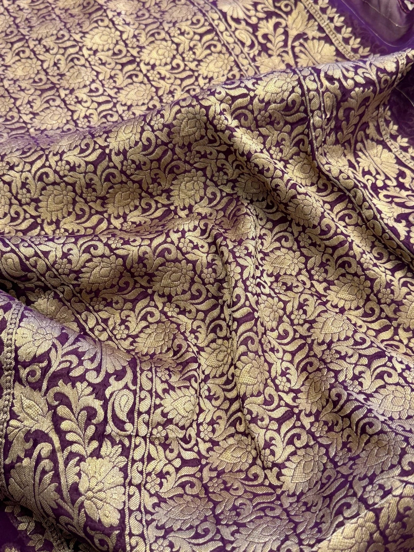 Pure Georgette Silk Banarasi Saree – PURPLE