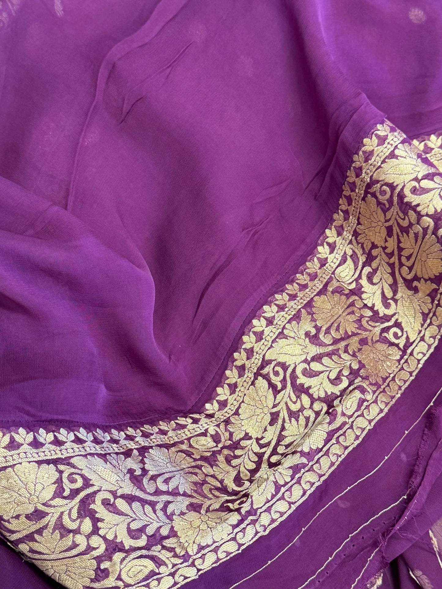 Pure Georgette Silk Banarasi Saree – PURPLE