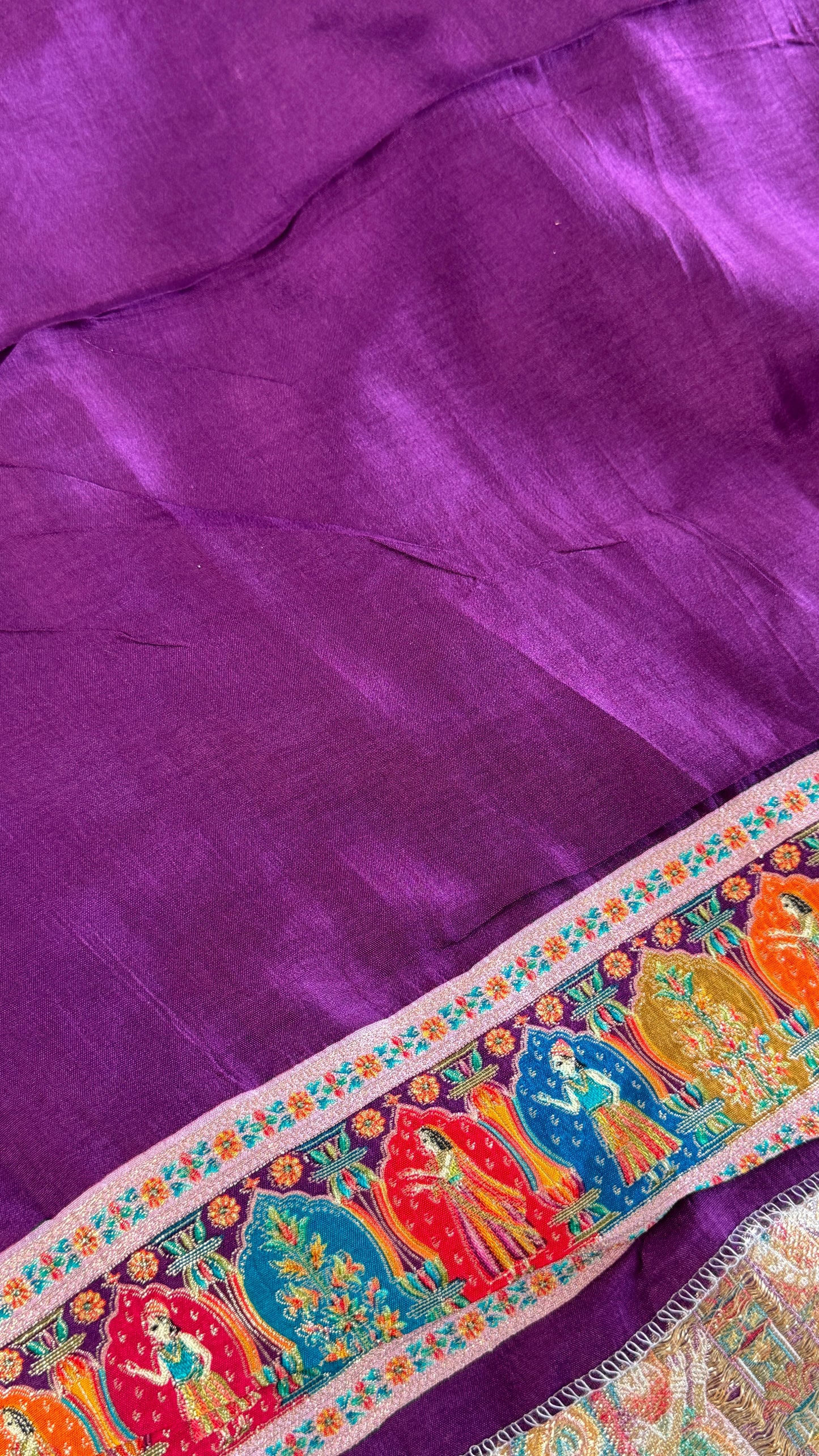 A Kashmiri Pashmina Banarasi Handwoven Storytelling Sarees - Pink