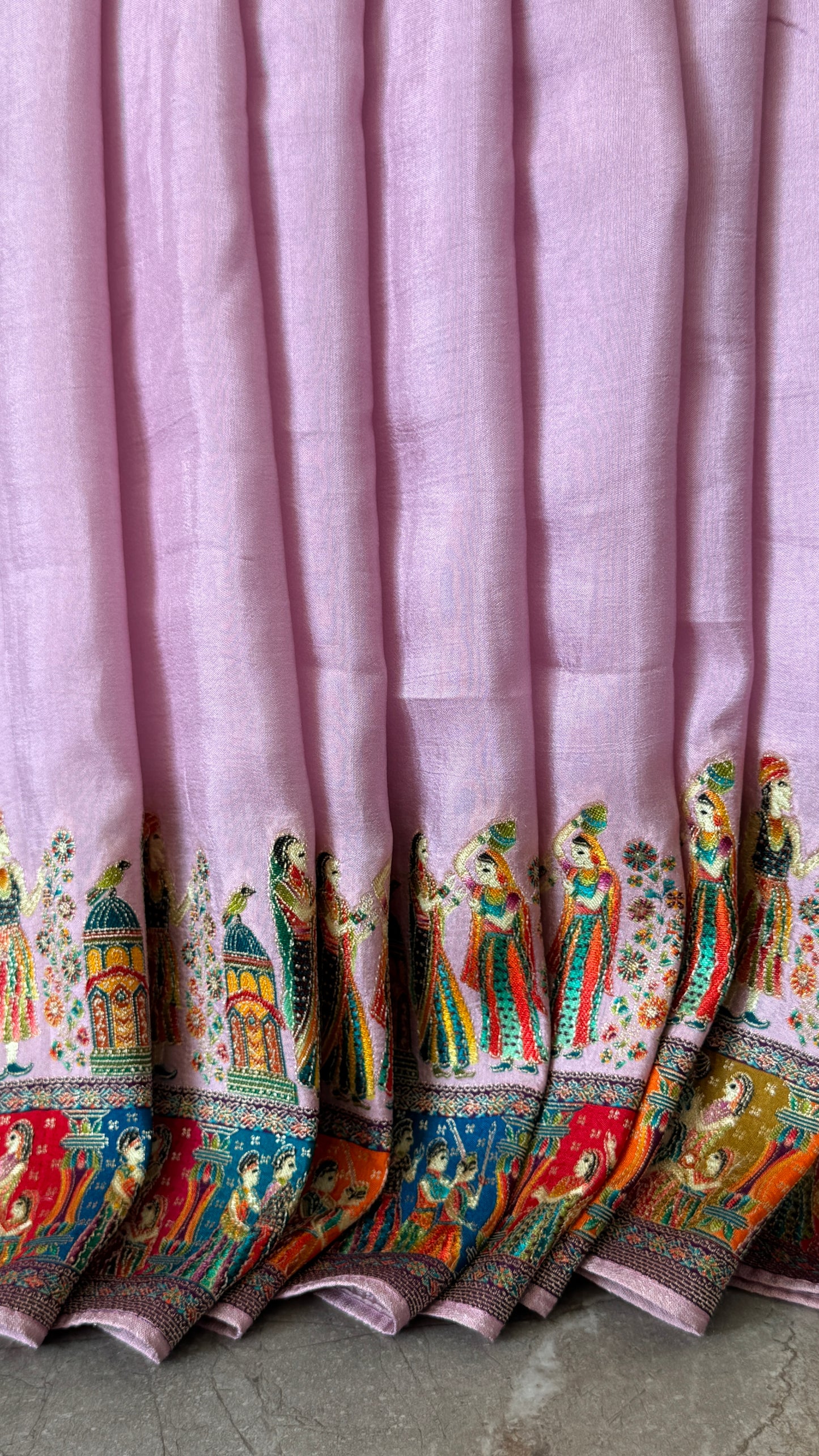 A Kashmiri Pashmina Banarasi Handwoven Storytelling Sarees - Pink