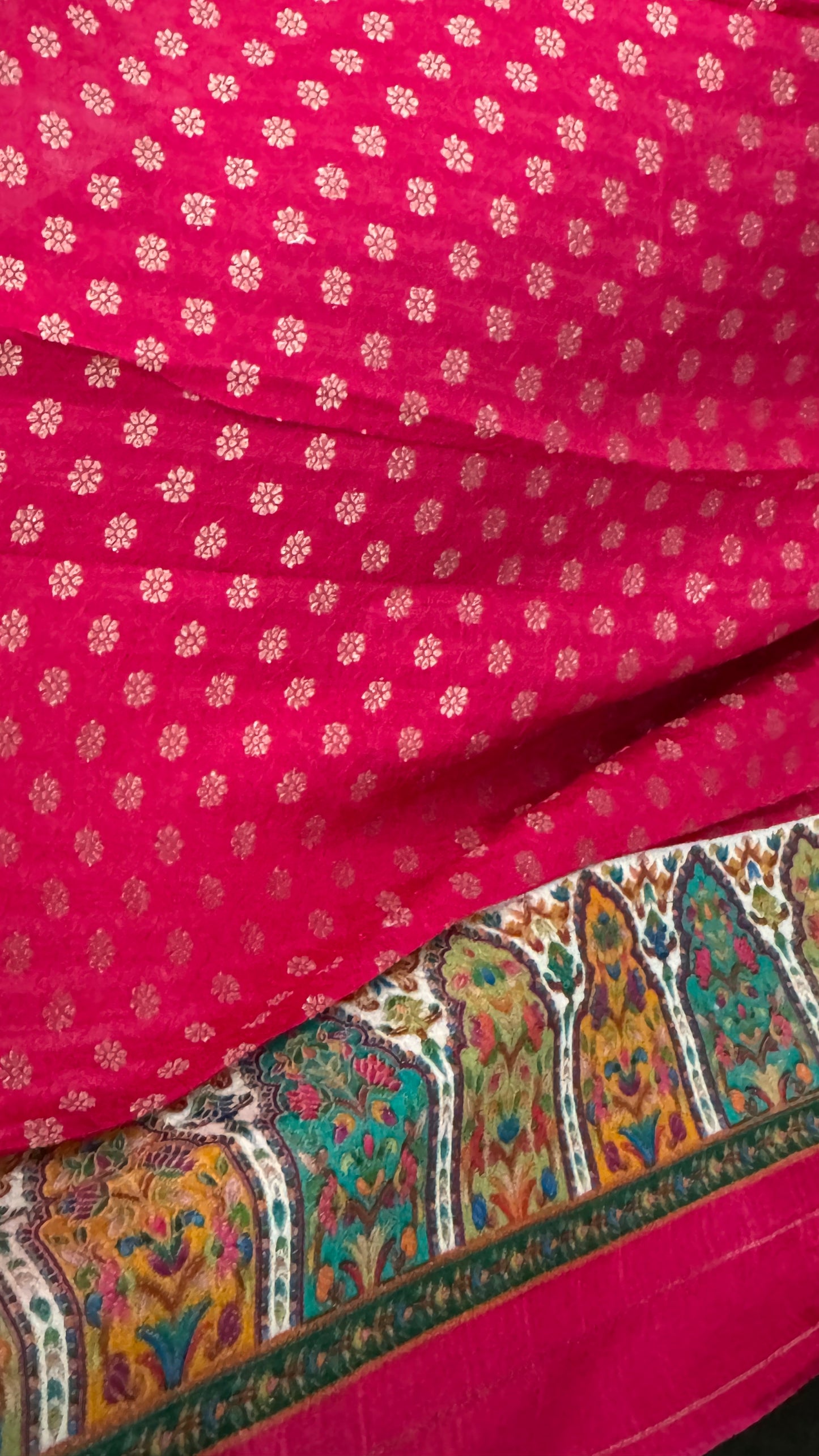 A Kashmiri Pashmina Banarasi Handwoven Storytelling Sarees - Half White