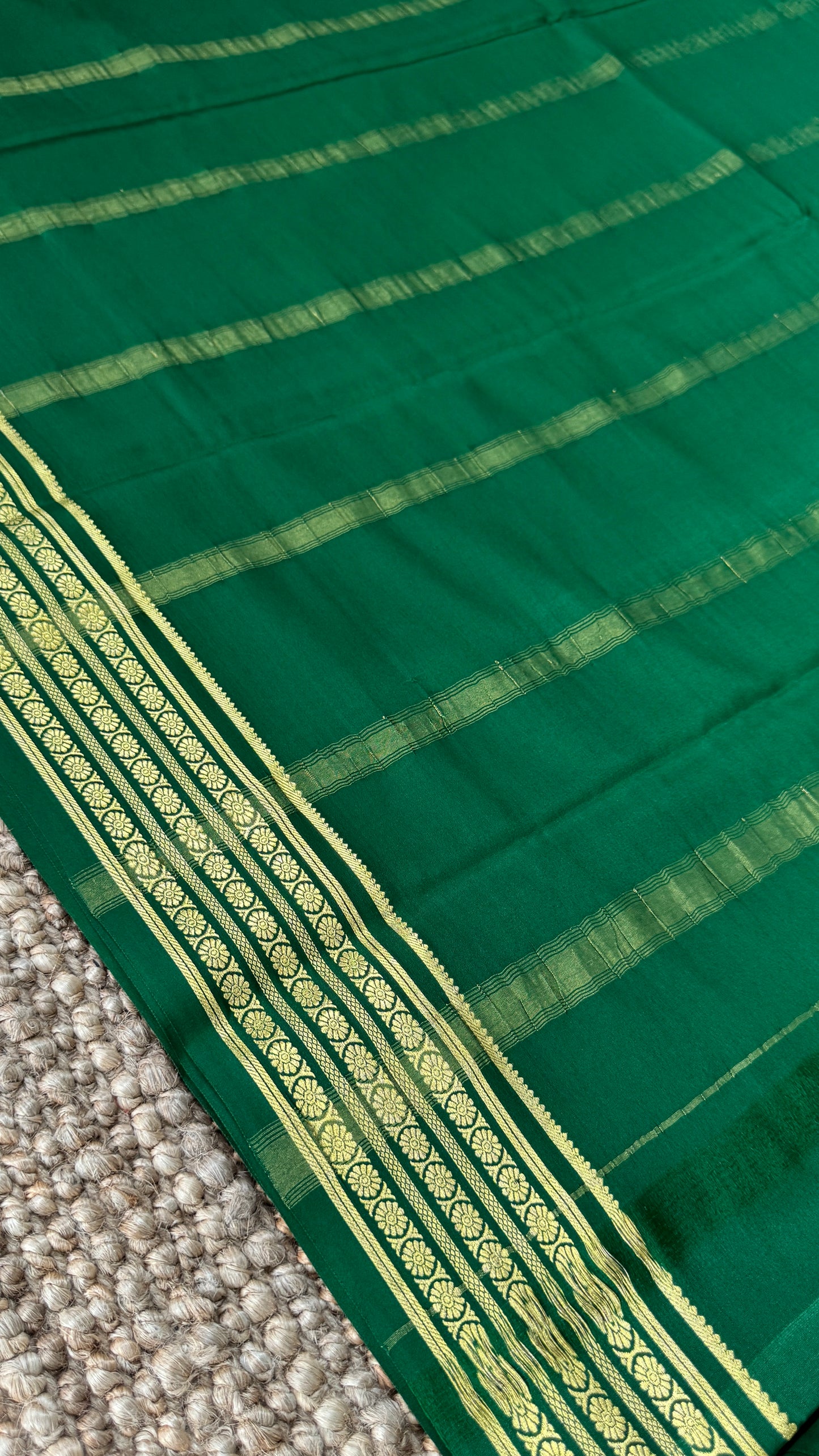 Pure Mysore Silk Sarees - Bottle Green