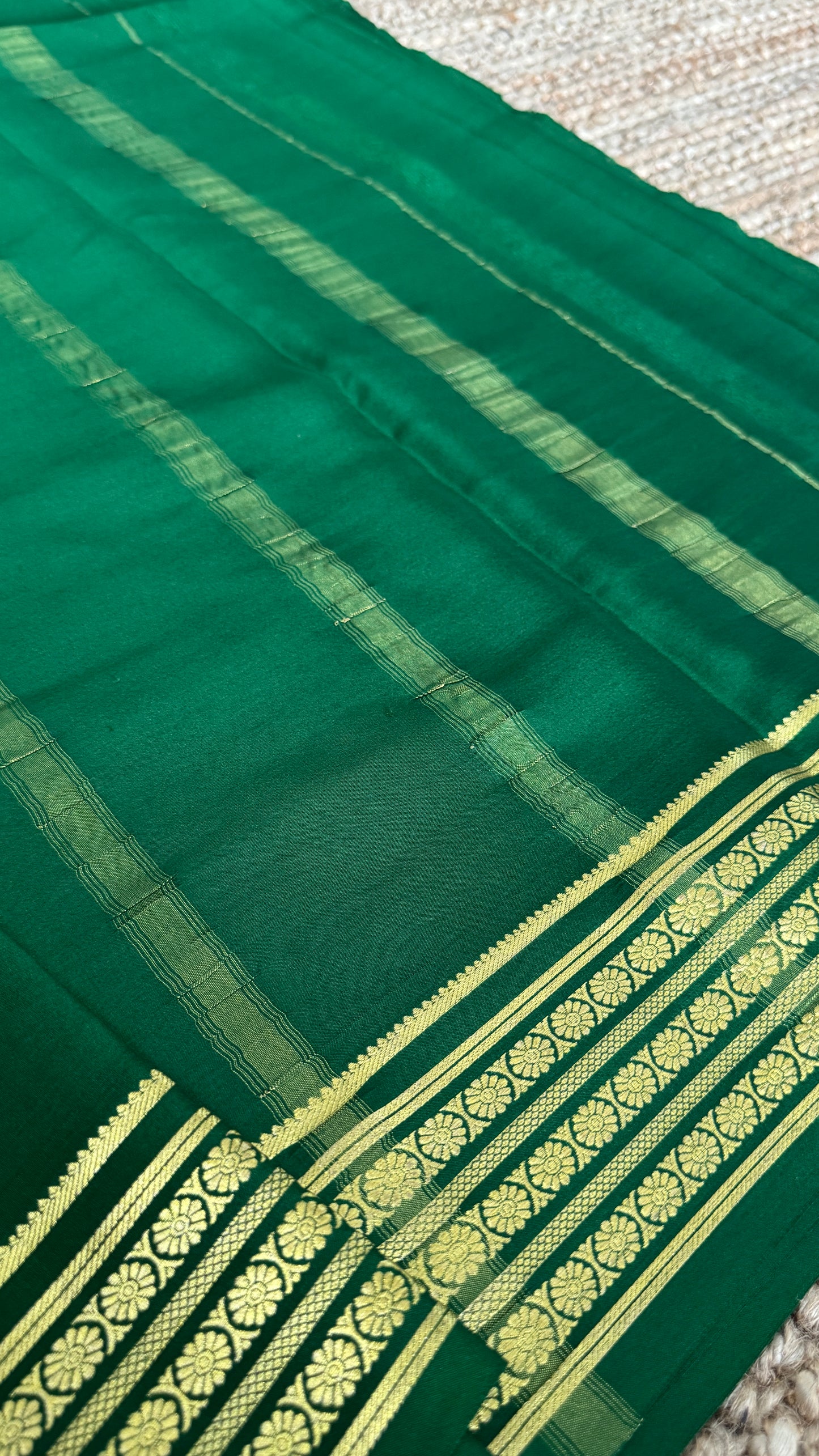 Pure Mysore Silk Sarees - Bottle Green