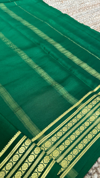 Pure Mysore Silk Sarees - Bottle Green