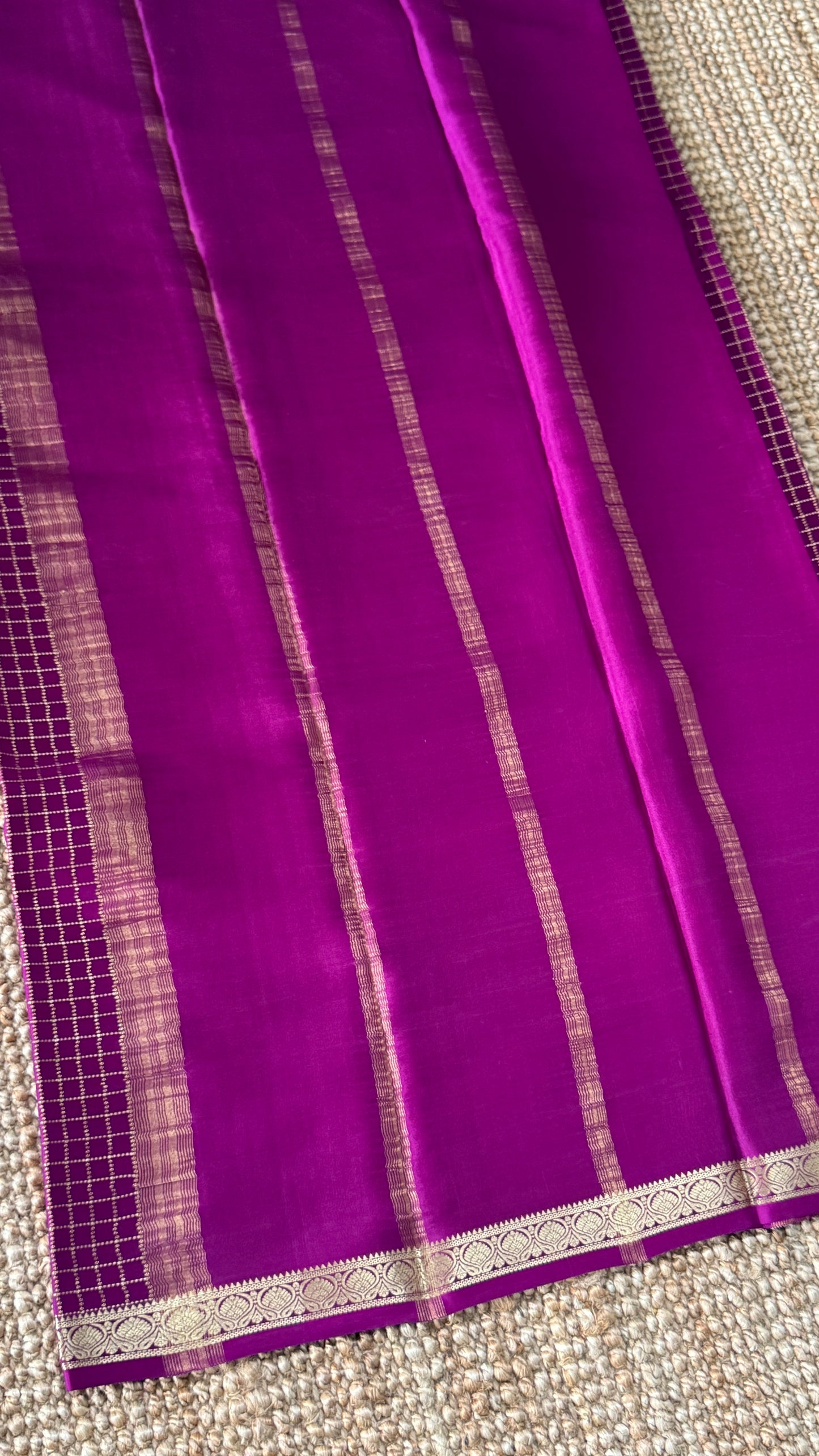 Pure Mysore Checkered Silk Sarees - Purple