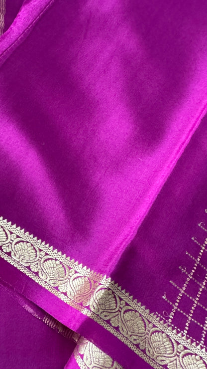 Pure Mysore Checkered Silk Sarees - Purple