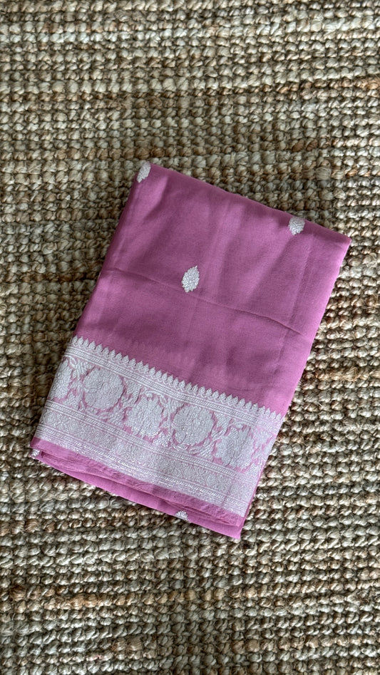 Pure Khaddi Chiffon Banarasi Silk Saree – Mauve