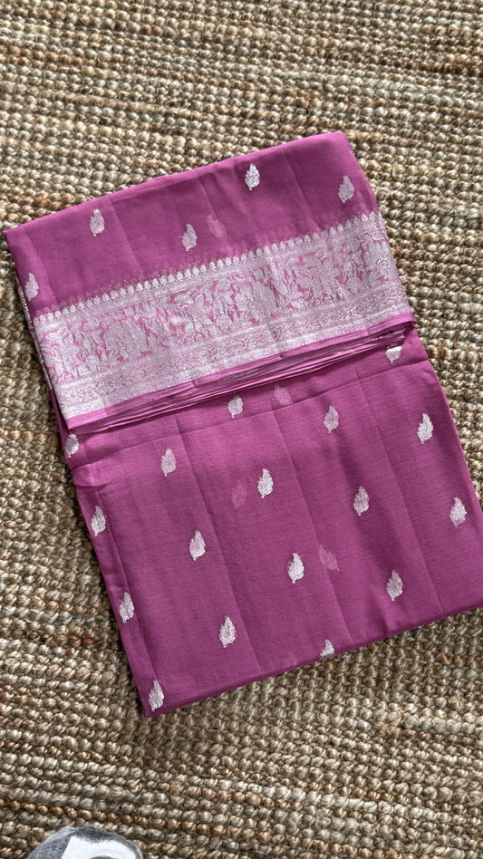 Pure Khaddi Chiffon Banarasi Silk Saree – Mauve