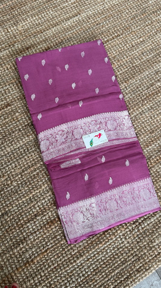 Pure Khaddi Chiffon Banarasi Silk Saree – Mauve