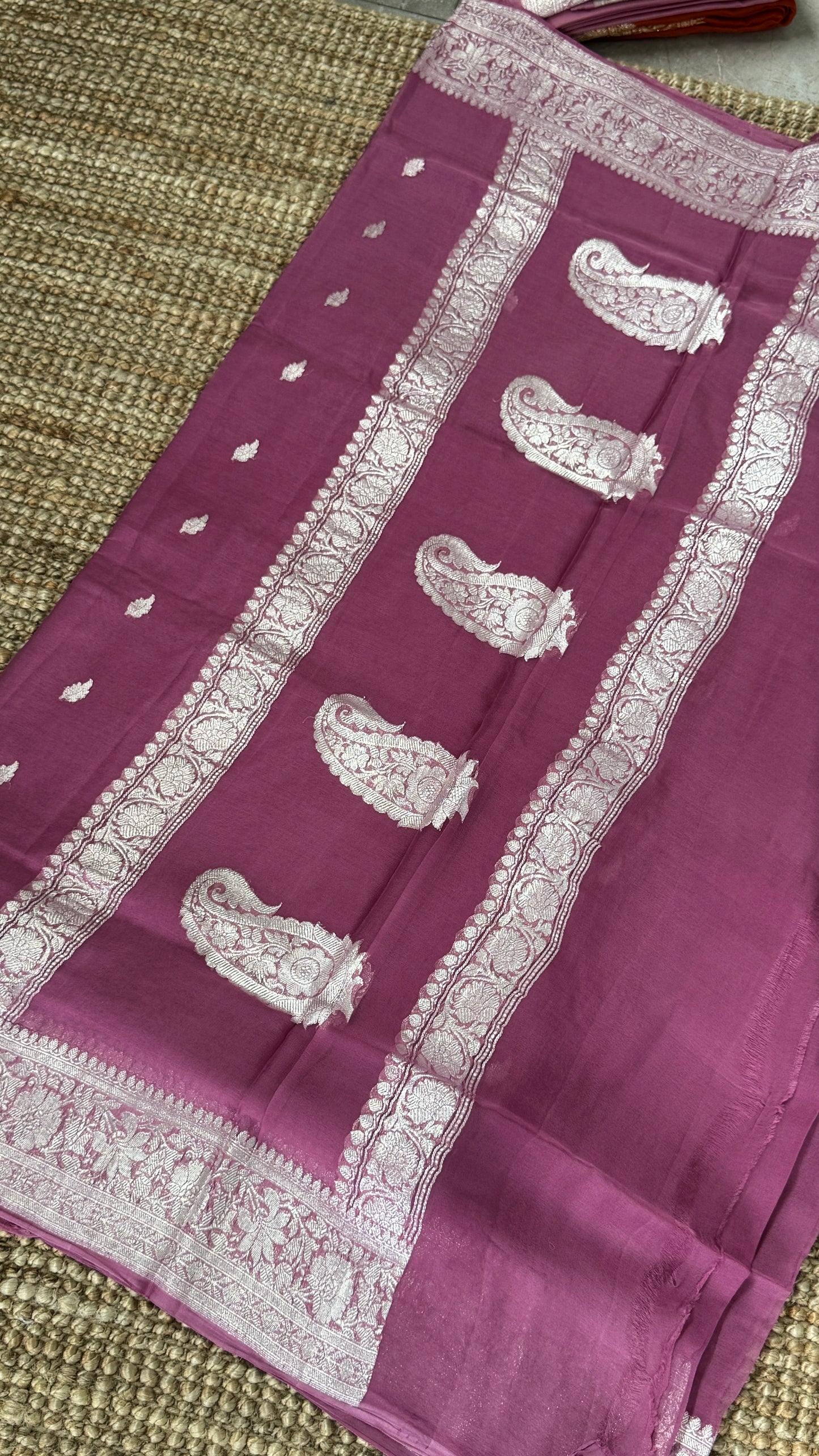 Pure Khaddi Chiffon Banarasi Silk Saree – Mauve