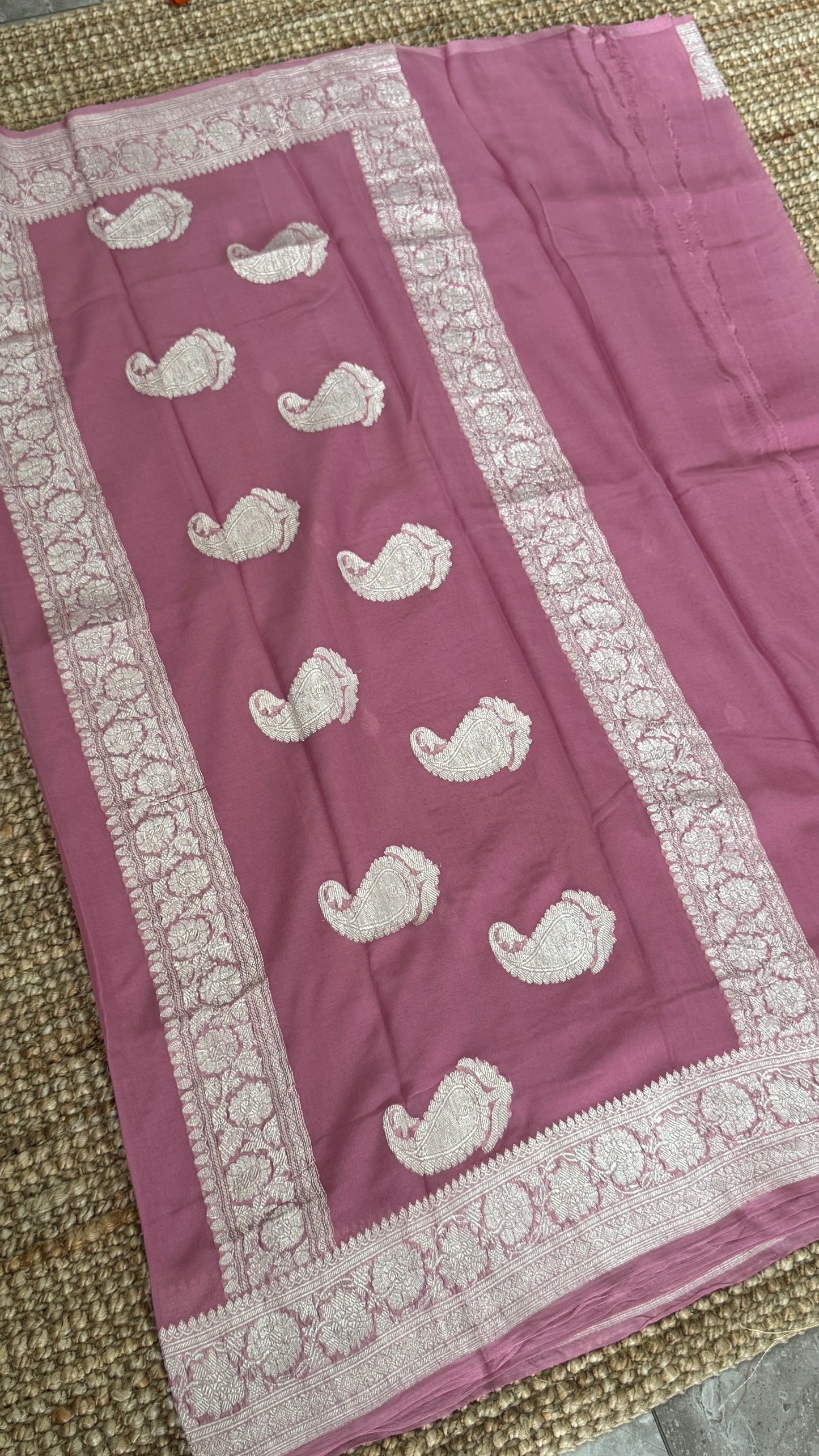Pure Khaddi Chiffon Banarasi Silk Saree – Mauve