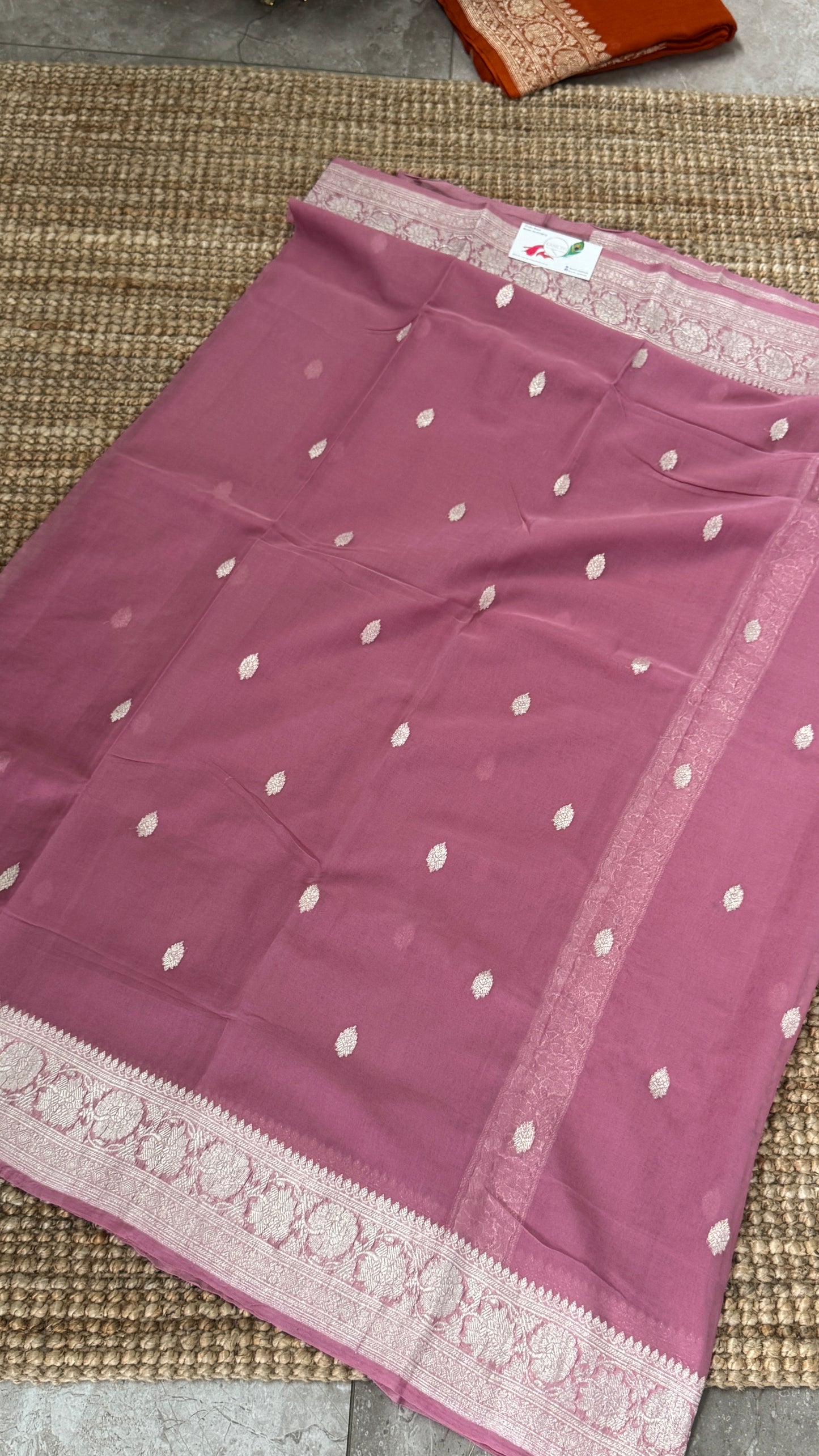 Pure Khaddi Chiffon Banarasi Silk Saree – Mauve