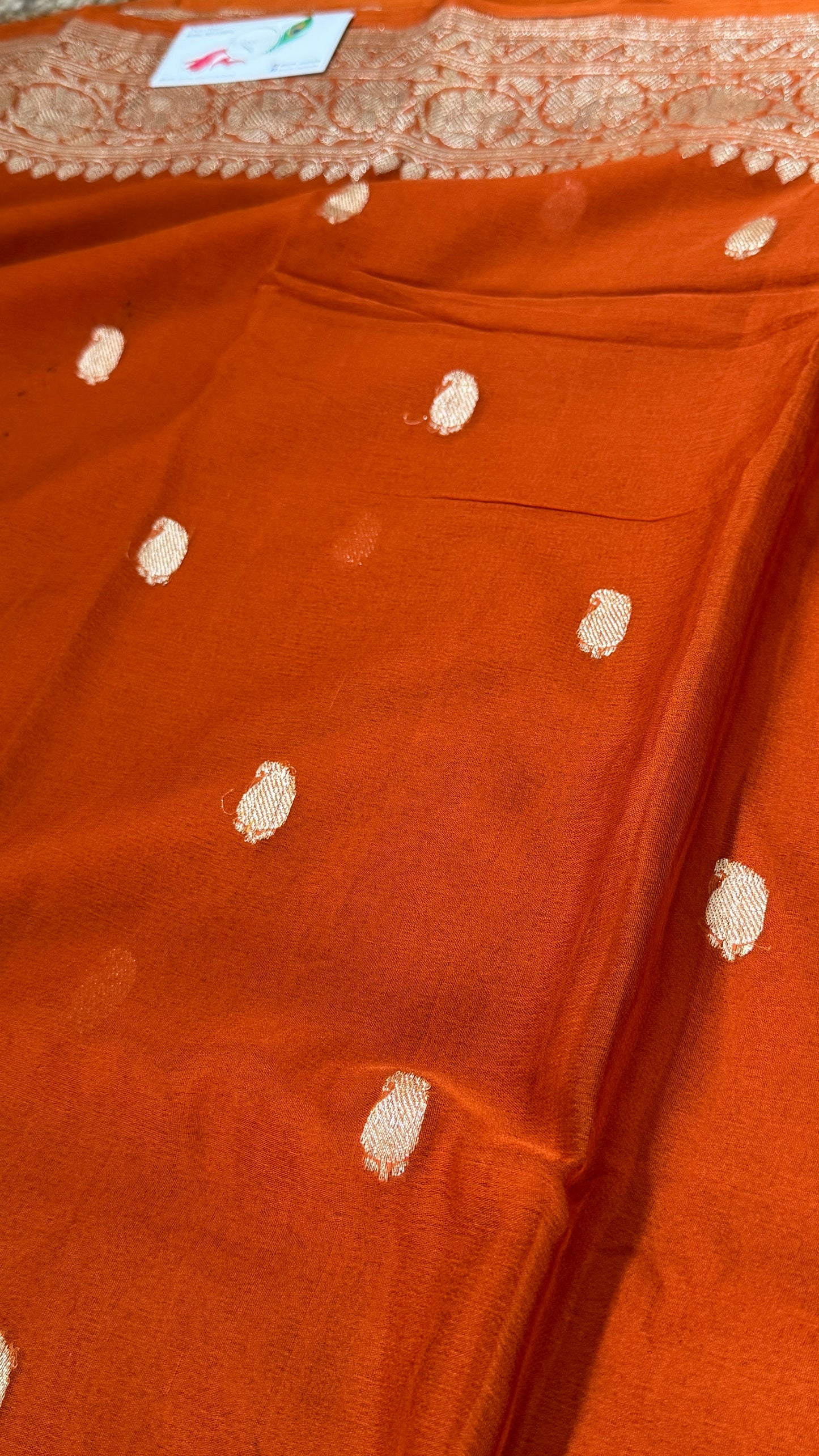 Pure Khaddi Chiffon Banarasi Silk Saree – Orange