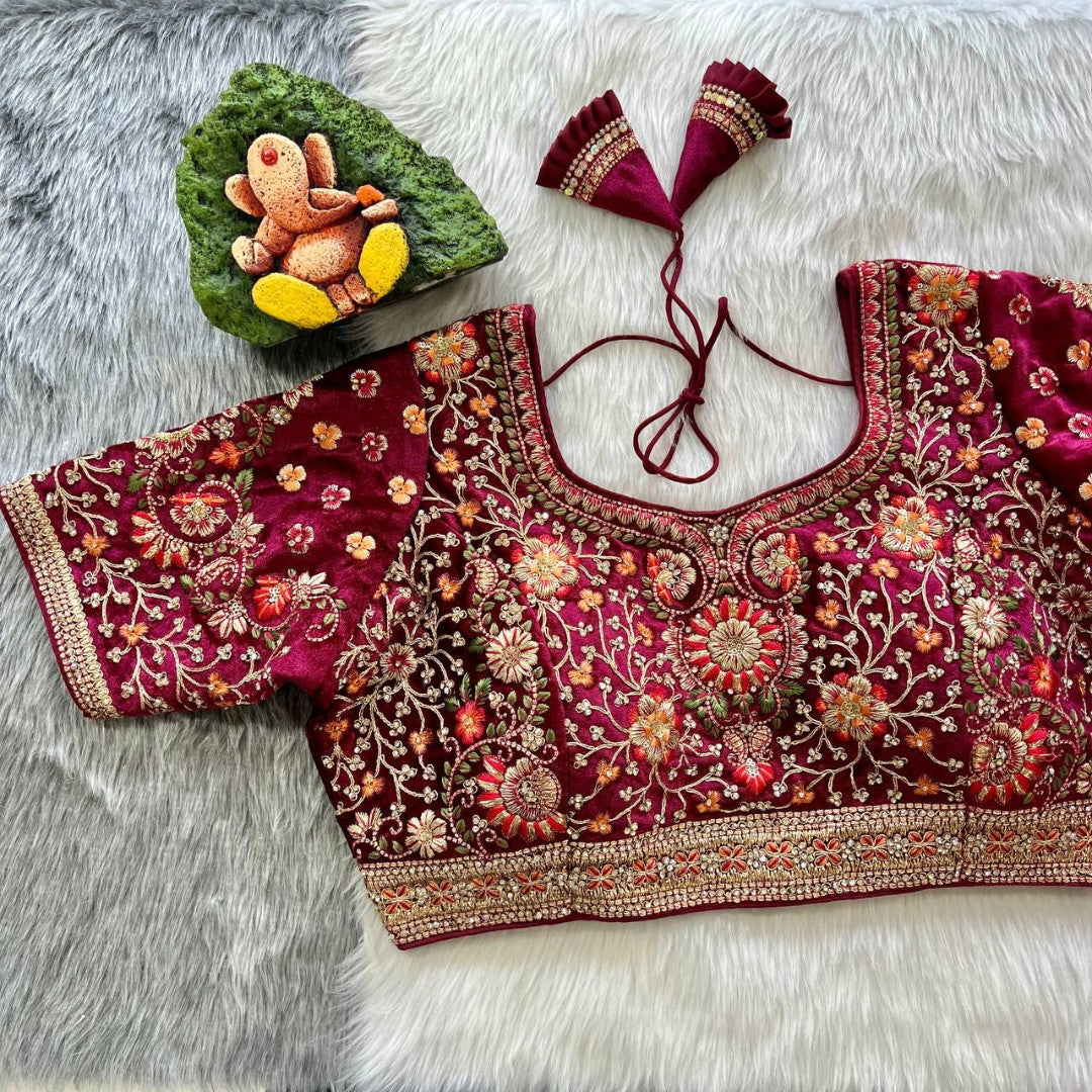 HEAVY HANDMADE BLOUSE – VELVET – Wine