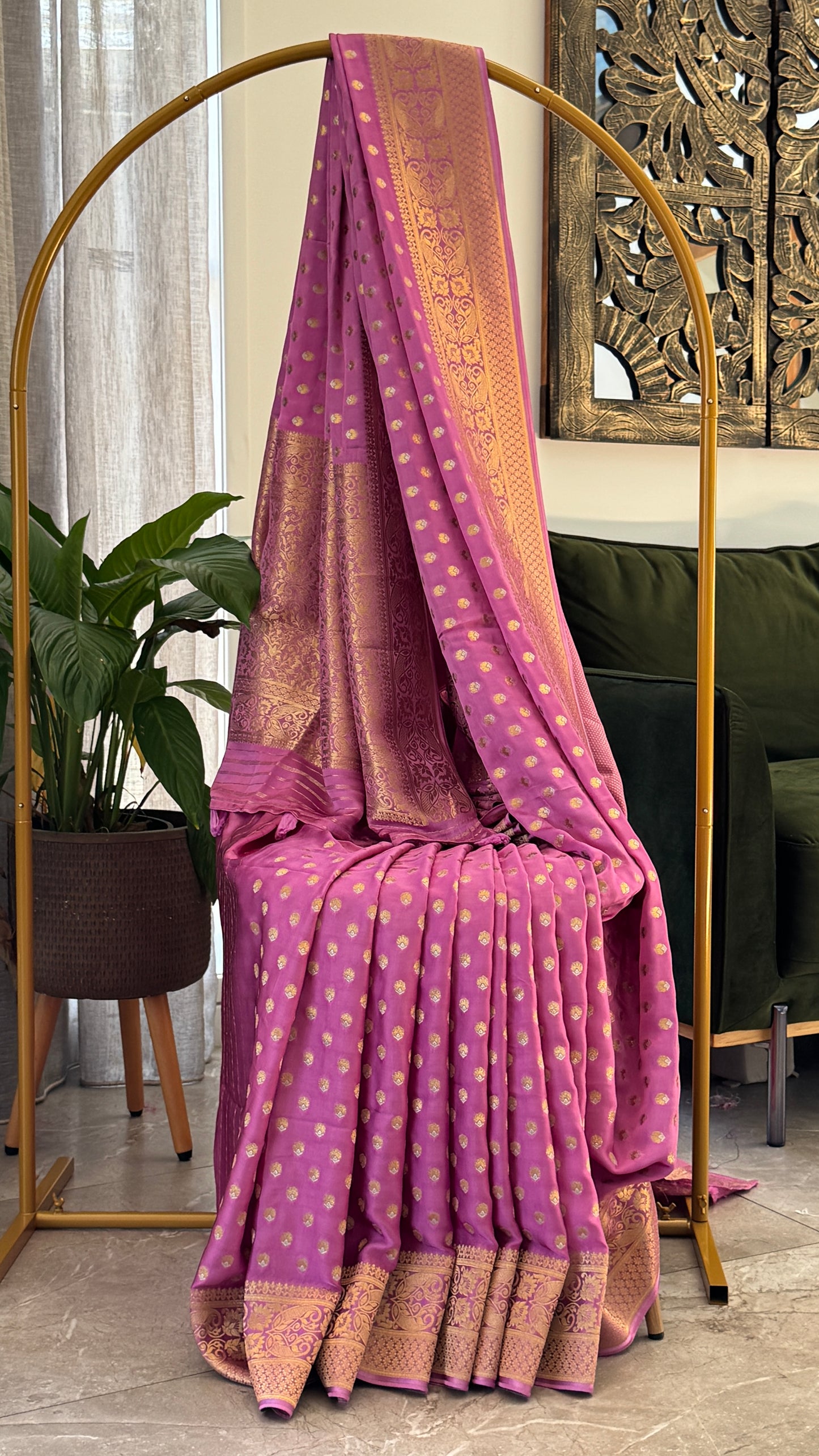 Pure Mashru Silk Banarasi Saree – Kanchi Australia’s Exclusive – Pink