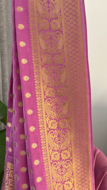 Pure Mashru Silk Banarasi Saree – Kanchi Australia’s Exclusive – Pink