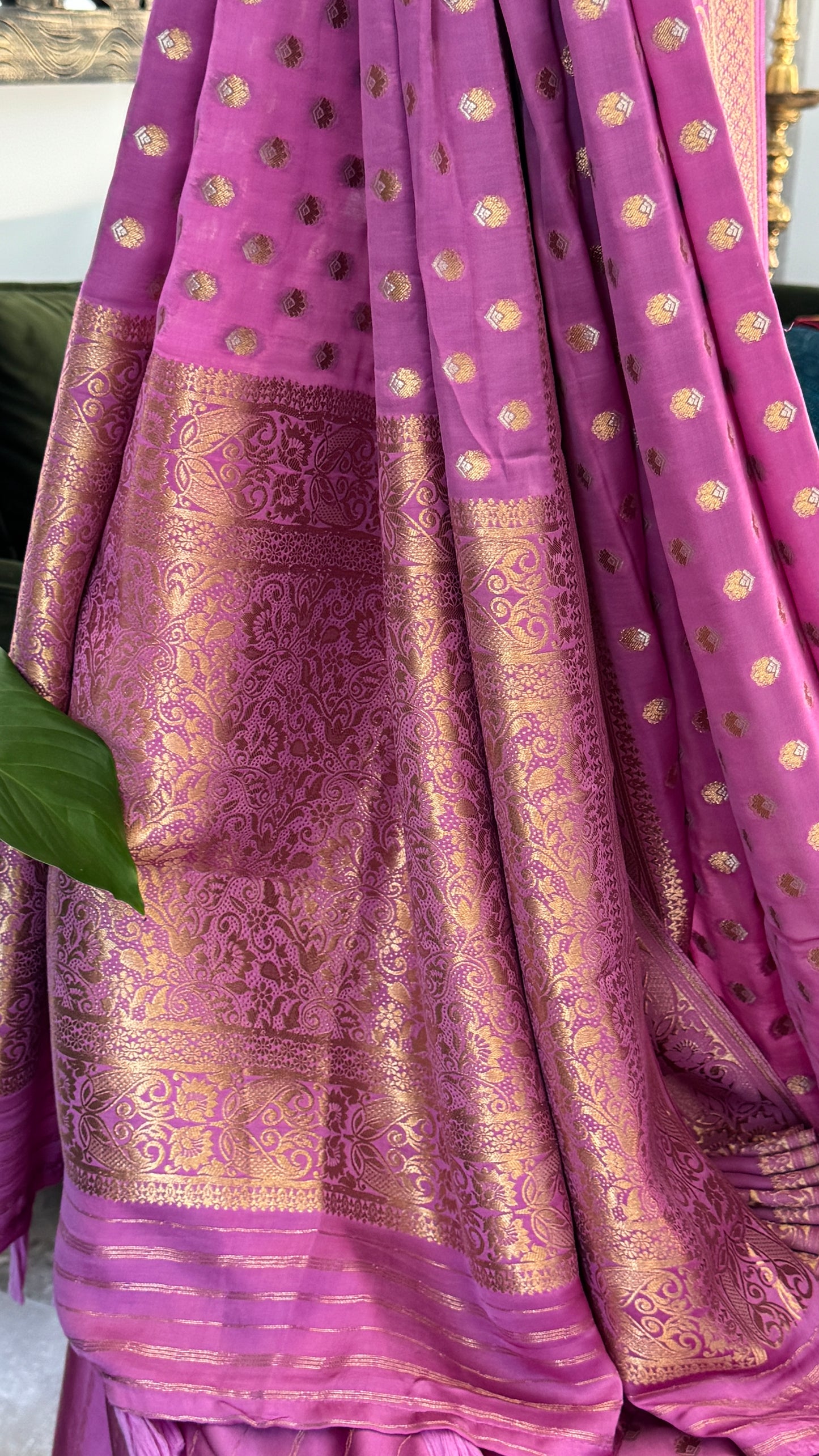 Pure Mashru Silk Banarasi Saree – Kanchi Australia’s Exclusive – Pink