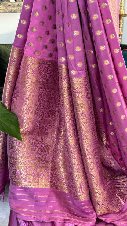 Pure Mashru Silk Banarasi Saree – Kanchi Australia’s Exclusive – Pink