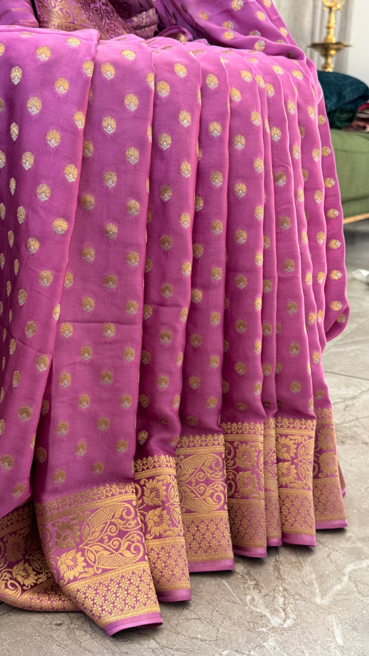 Pure Mashru Silk Banarasi Saree – Kanchi Australia’s Exclusive – Pink