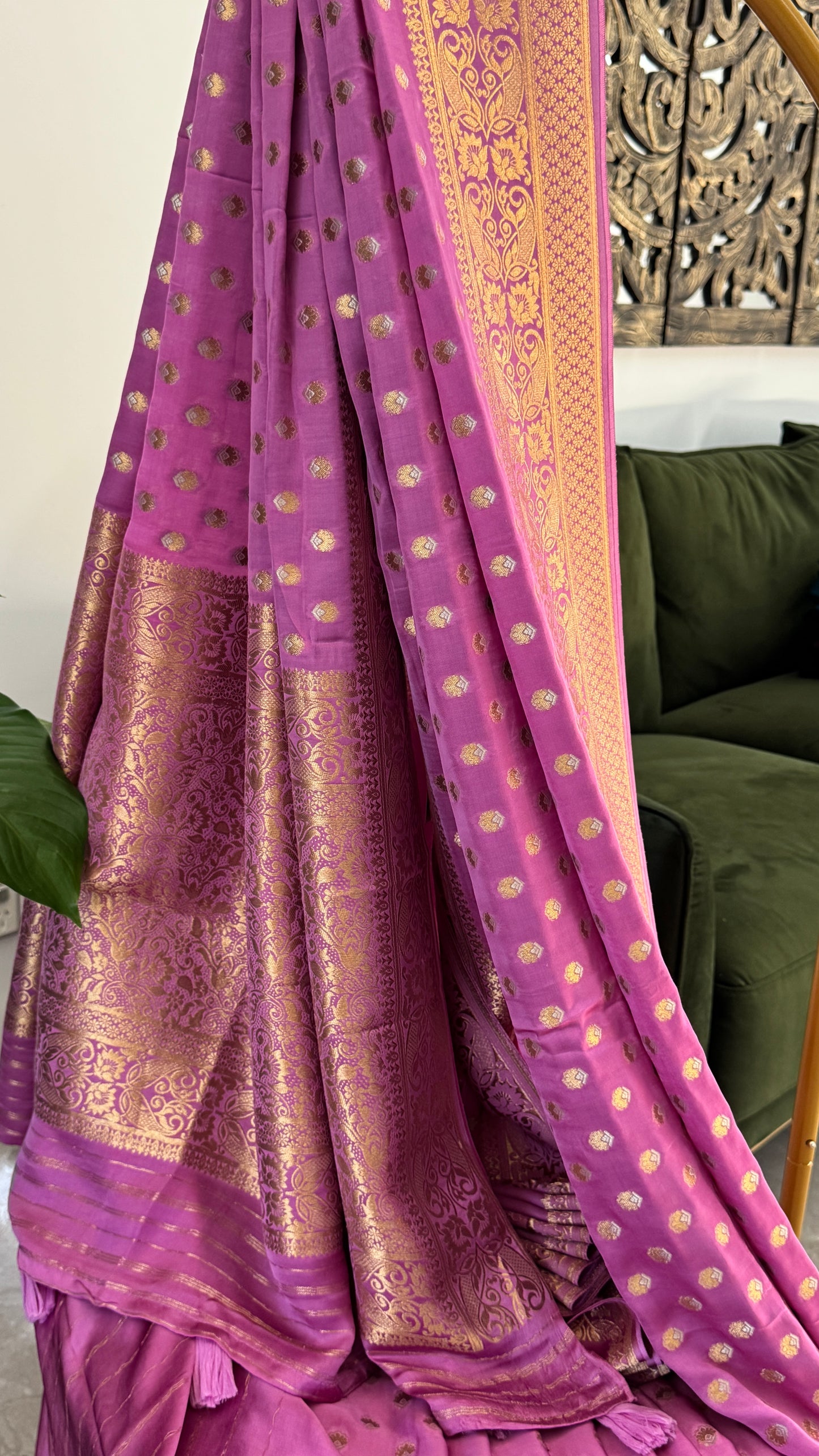 Pure Mashru Silk Banarasi Saree – Kanchi Australia’s Exclusive – Pink