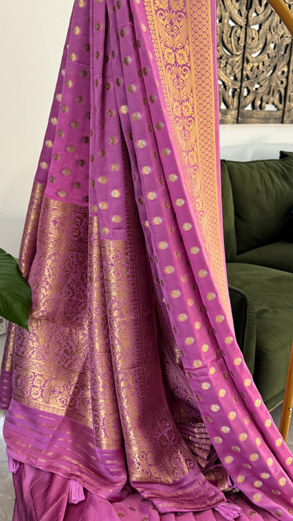 Pure Mashru Silk Banarasi Saree – Kanchi Australia’s Exclusive – Pink