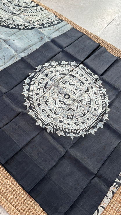 Pure Mulberry silk saree – Batik prints - Grey